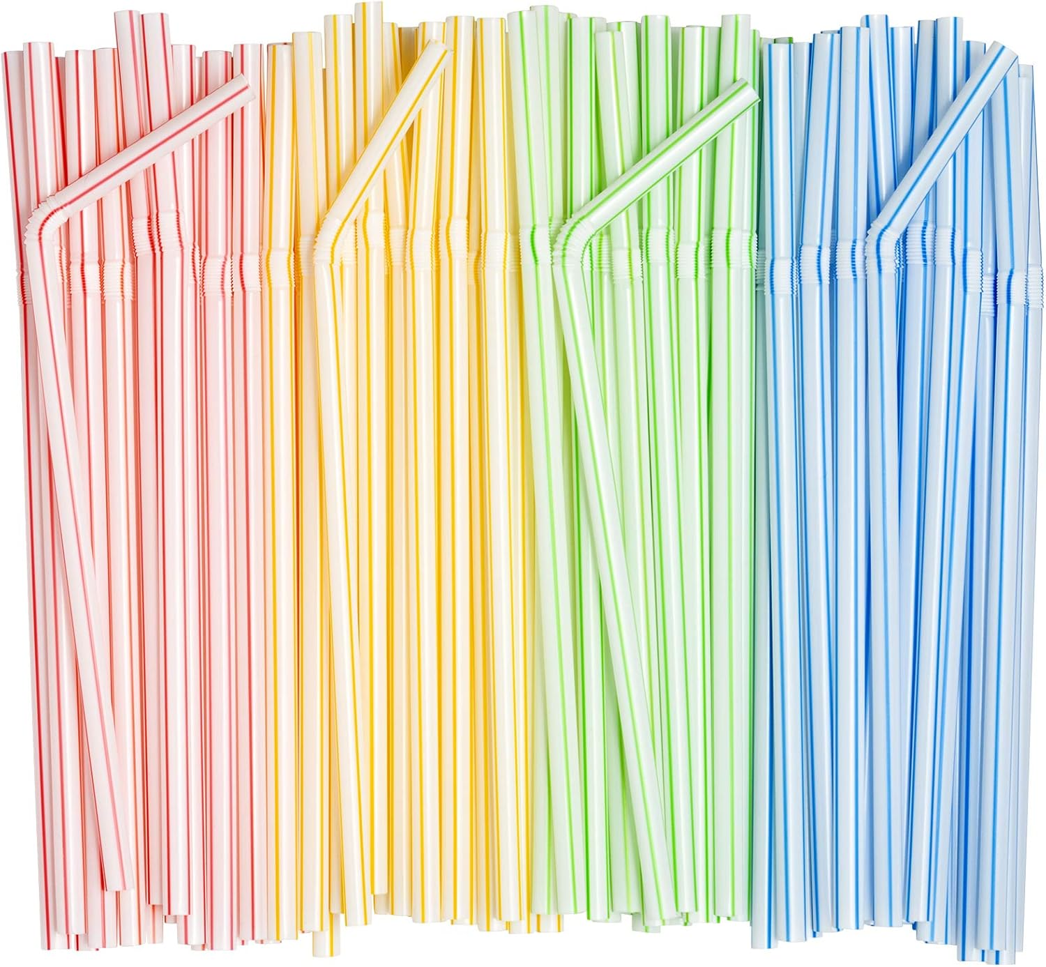 200 Pack Flexible Plastic Drinking Straws 7.75