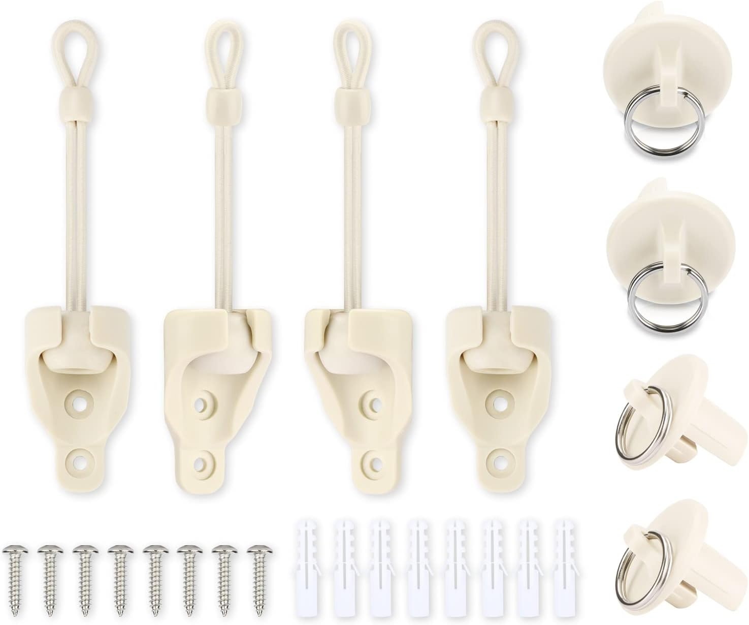 Coolaroo Shade Replacement Parts Bungee Kit and End Cap,Weather Resistance,For Coolaroo Exterior Roller Shade,Outdoor Blinds,Roller Shades(Sand,2 Set)