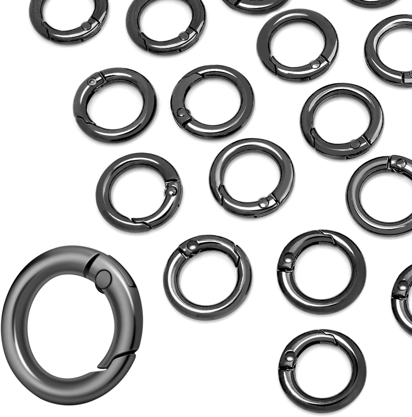 16 Pack Small Spring O Ring, Metal Key Ring Hook Small round