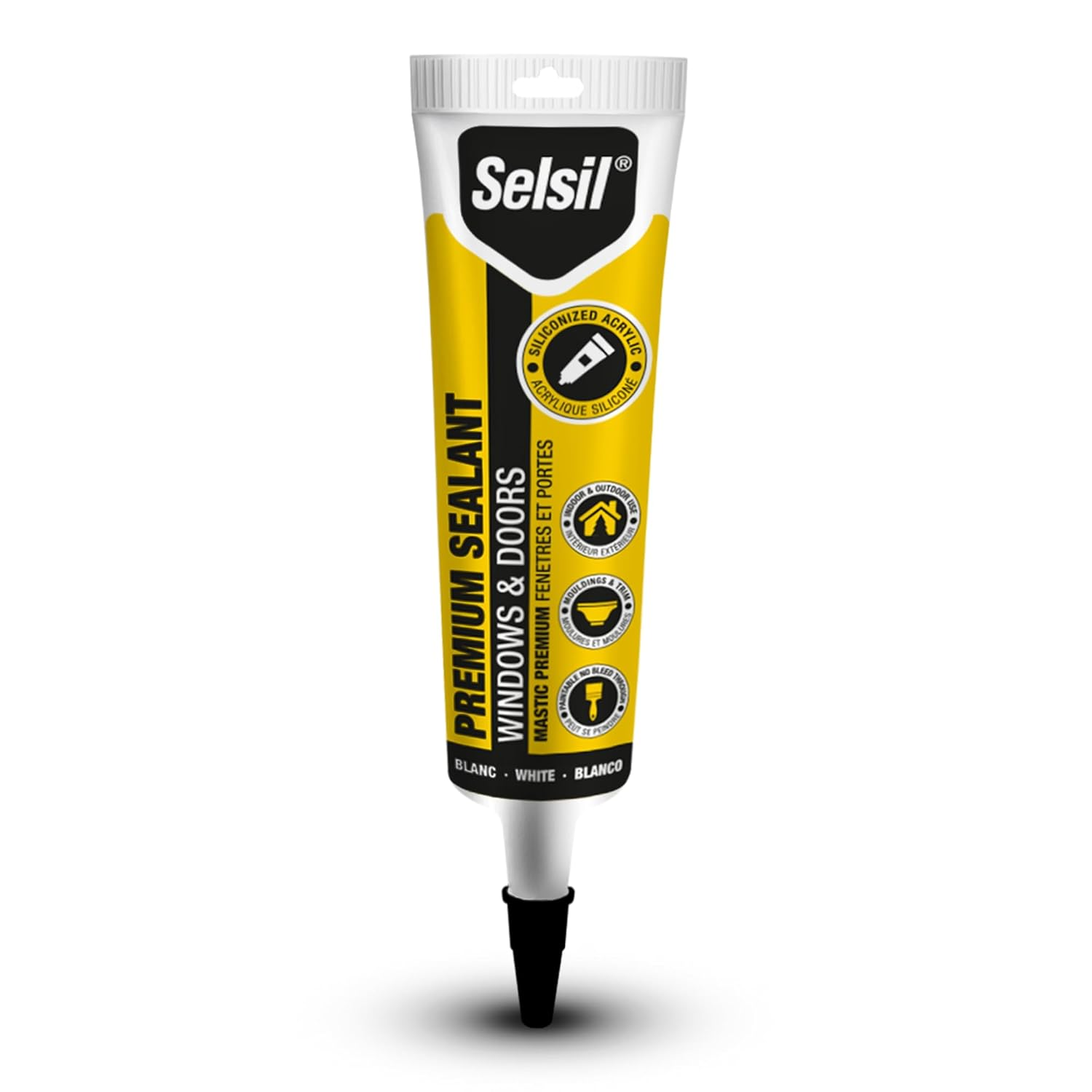 Siliconized Super Acrylic Latex Sealant, Indoor & Outdoor Paintable Caulk - Flexible, Weather & Moisture Resistant, White Caulking for Baseboards, Windows, Doors & More - 5.5 Oz (160 Ml)