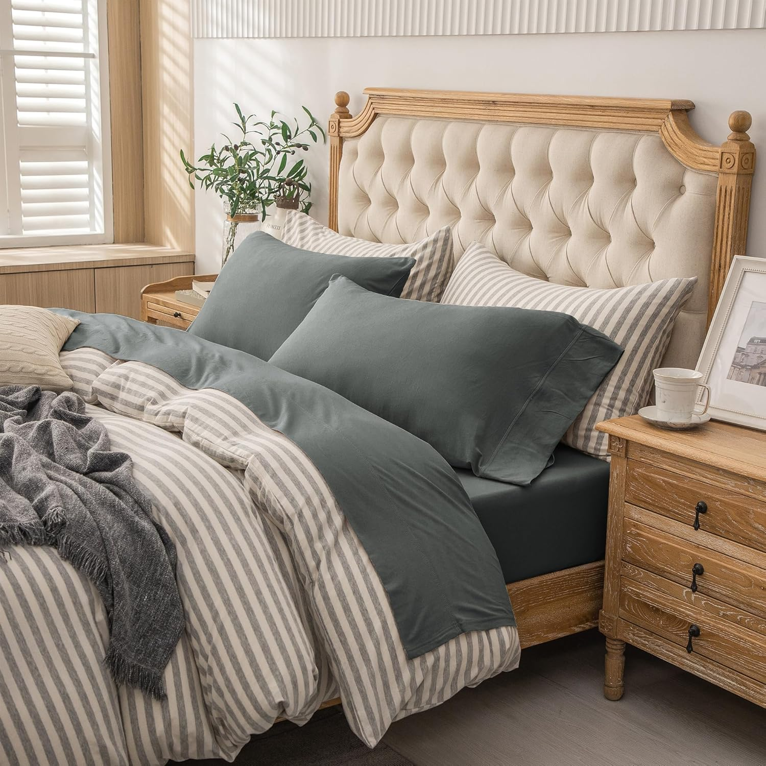 Jersey Knit 4Pc Bed Sheet Set 100% T-Shirt Cotton Super Soft Comfy Breathable Fits Mattress up to 20