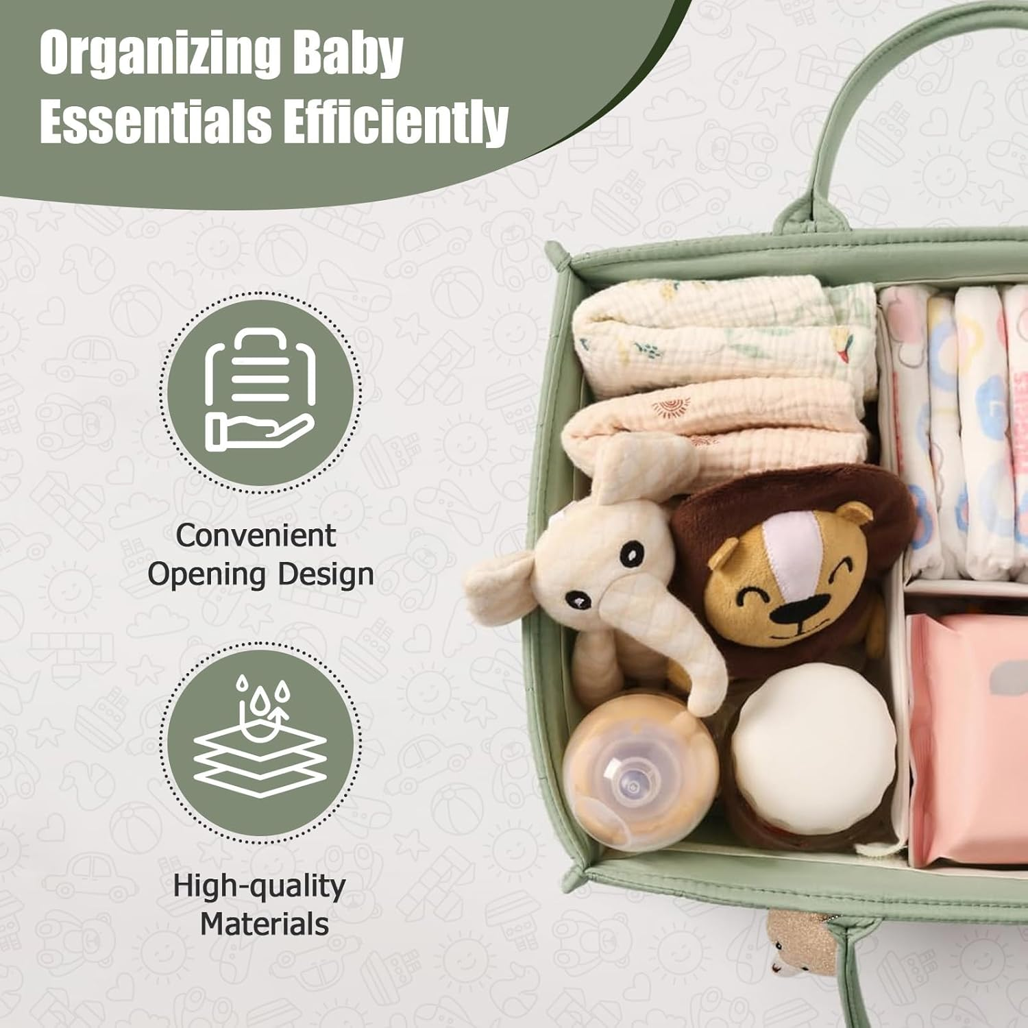 HITOUR Nappy Caddy Organiser Stylish Diaper Caddy Storage Basket Perfect for ... - Picture 6 of 14