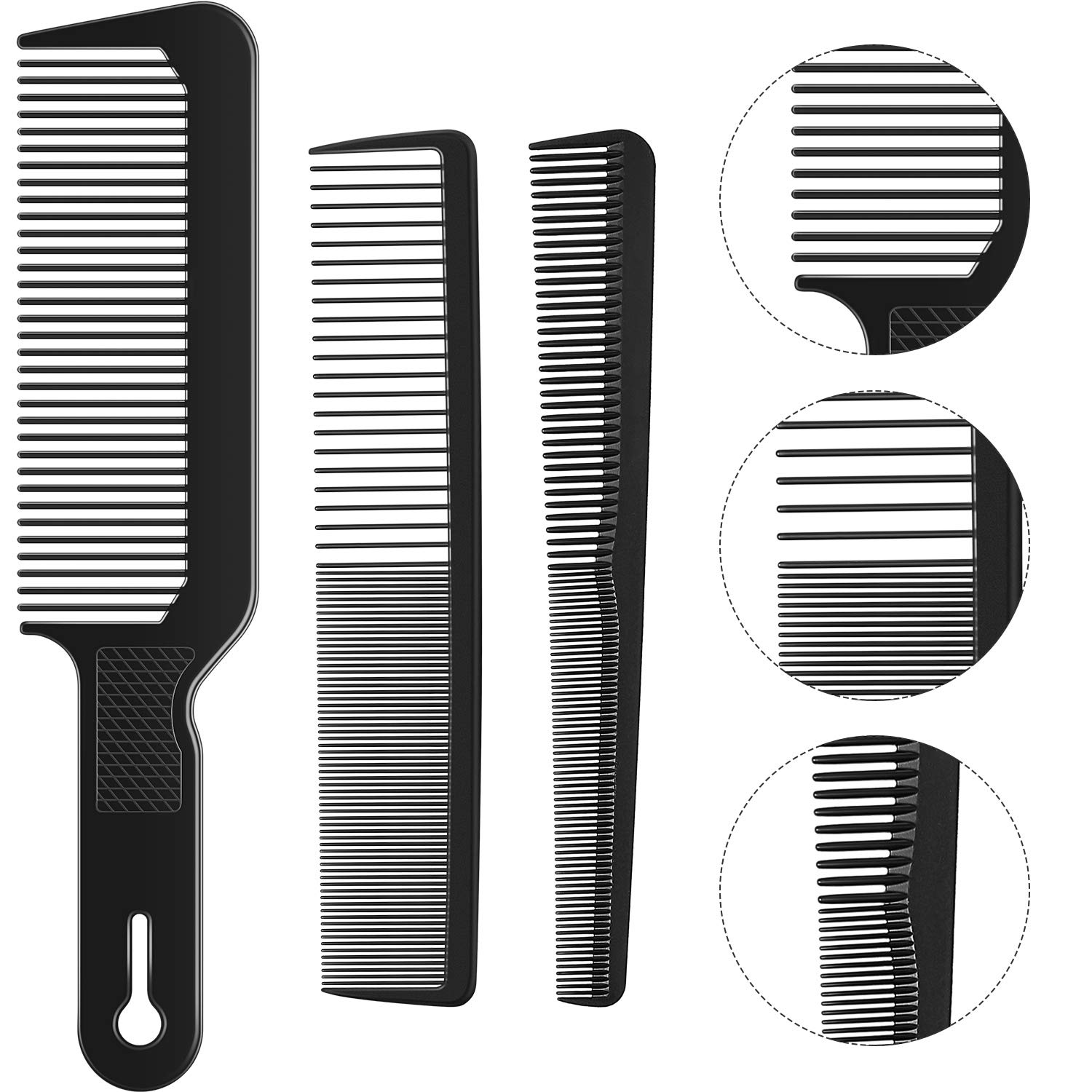 3 Pieces Men's Barber Comb Set - Taper Cutting Flat Top Comb