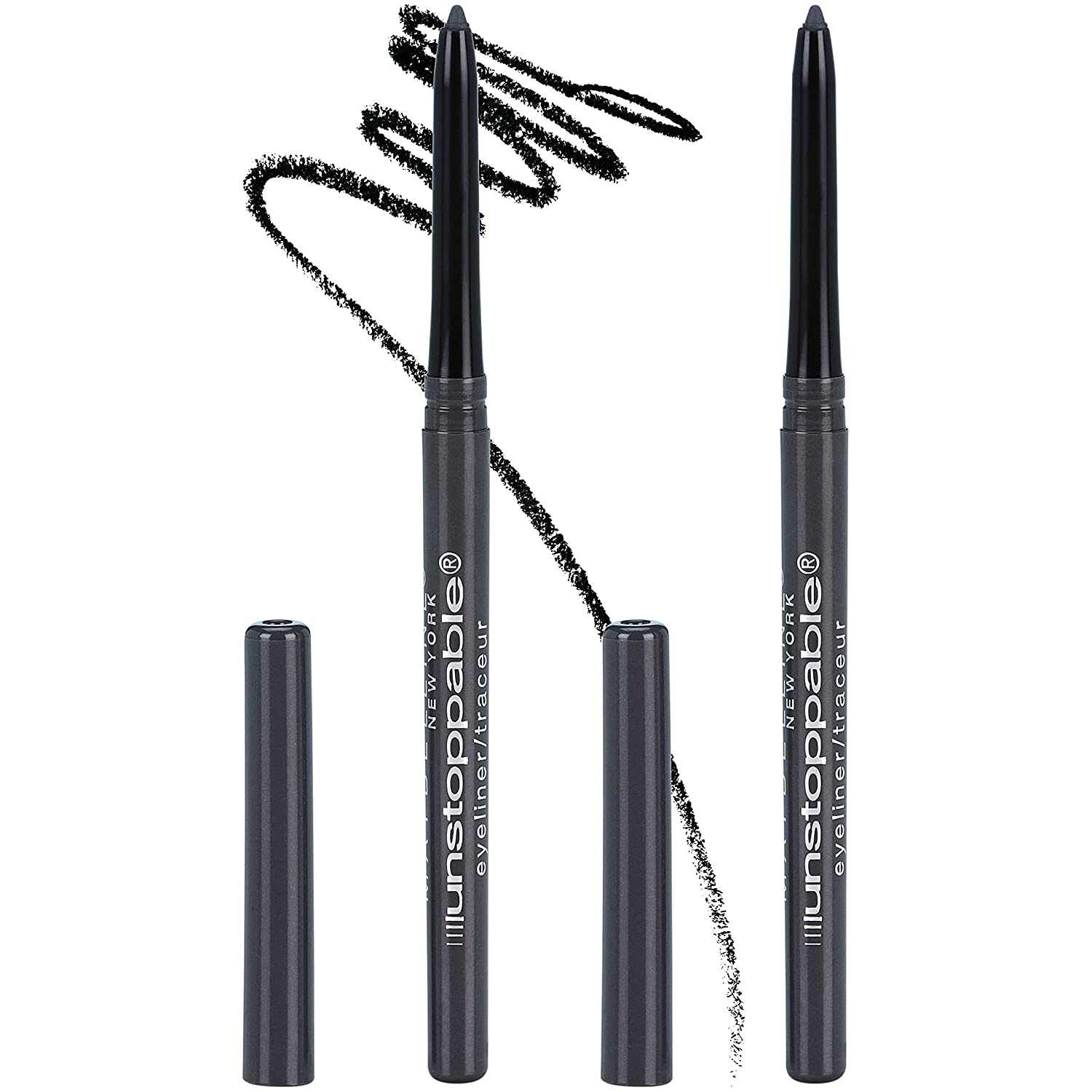 Unstoppable Waterproof Mechanical Grey Eyeliner Pencil, Easy to Apply, Smooth Glide, up to 24 Hour Wear, Pewter, Pack of 2