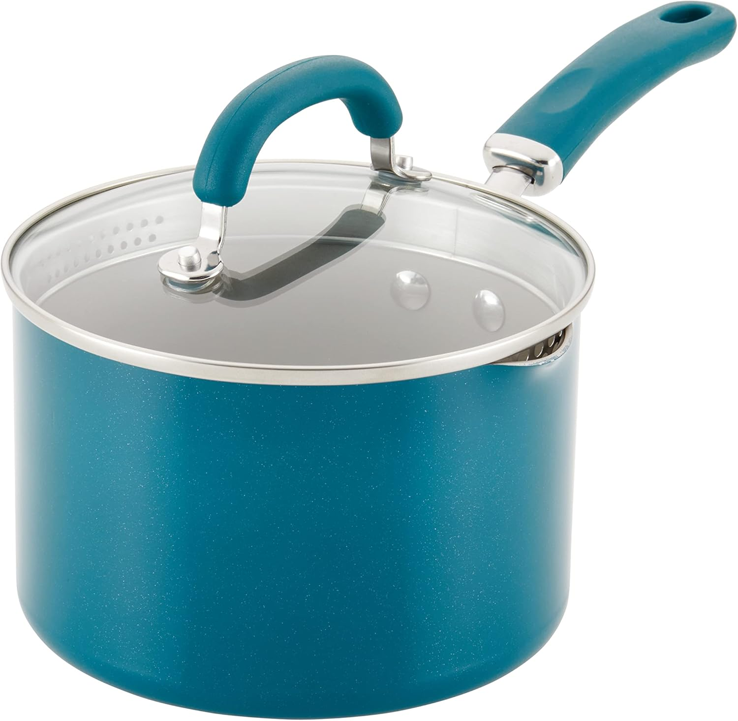 12020 Create Delicious Nonstick Sauce Pan / Saucepan with Straining and Lid, 3 Quart - Teal Shimmer