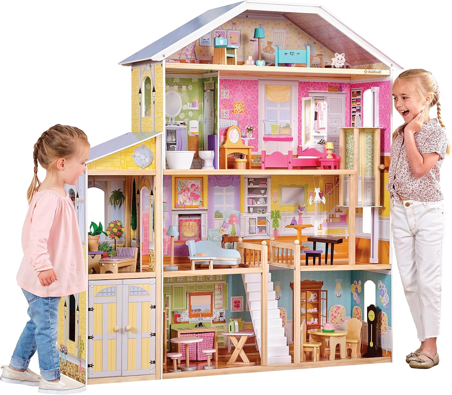 Majestic Mansion Wooden Dollhouse 34 Piece Accessories Working Majestic Mansion Wooden Dollhouse 34 Piece Accessories Working