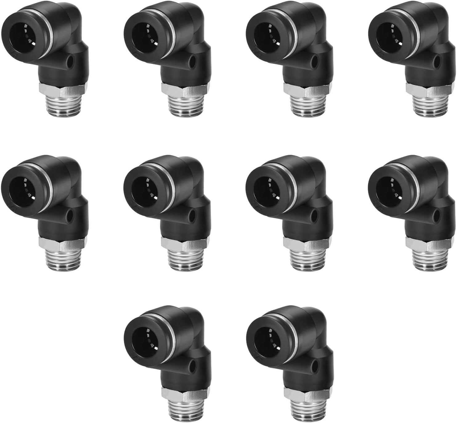 10 Pcs Push-To-Connect Fittings 3/8 Inch Tube OD X 1/4 Inch NPT Thread Pneumatic Male Elbow Quick Connect Air Line Fittings…