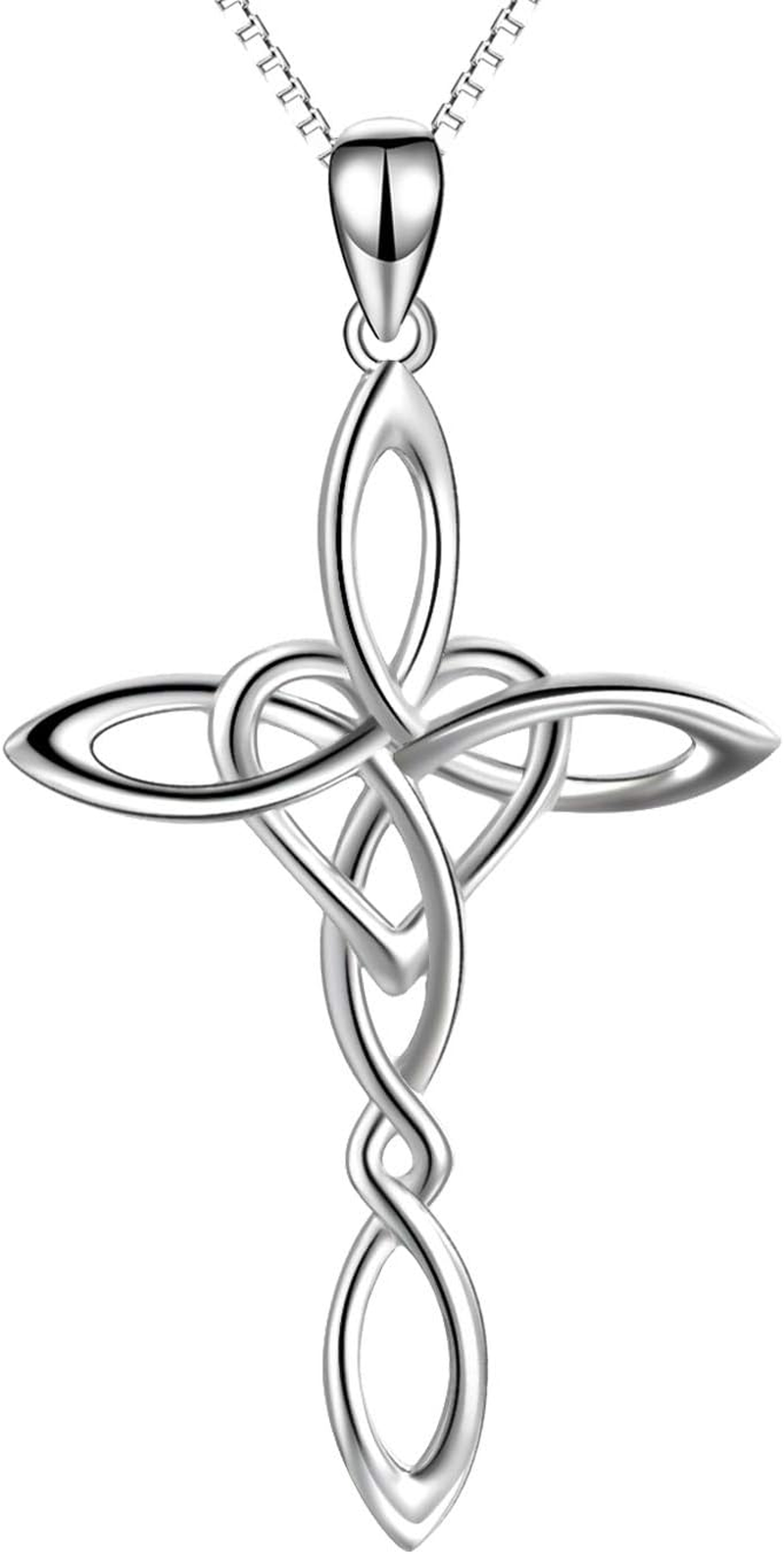 Celtic Knot Cross Necklace Sterling Silver Religious Infinity Gifts for Women