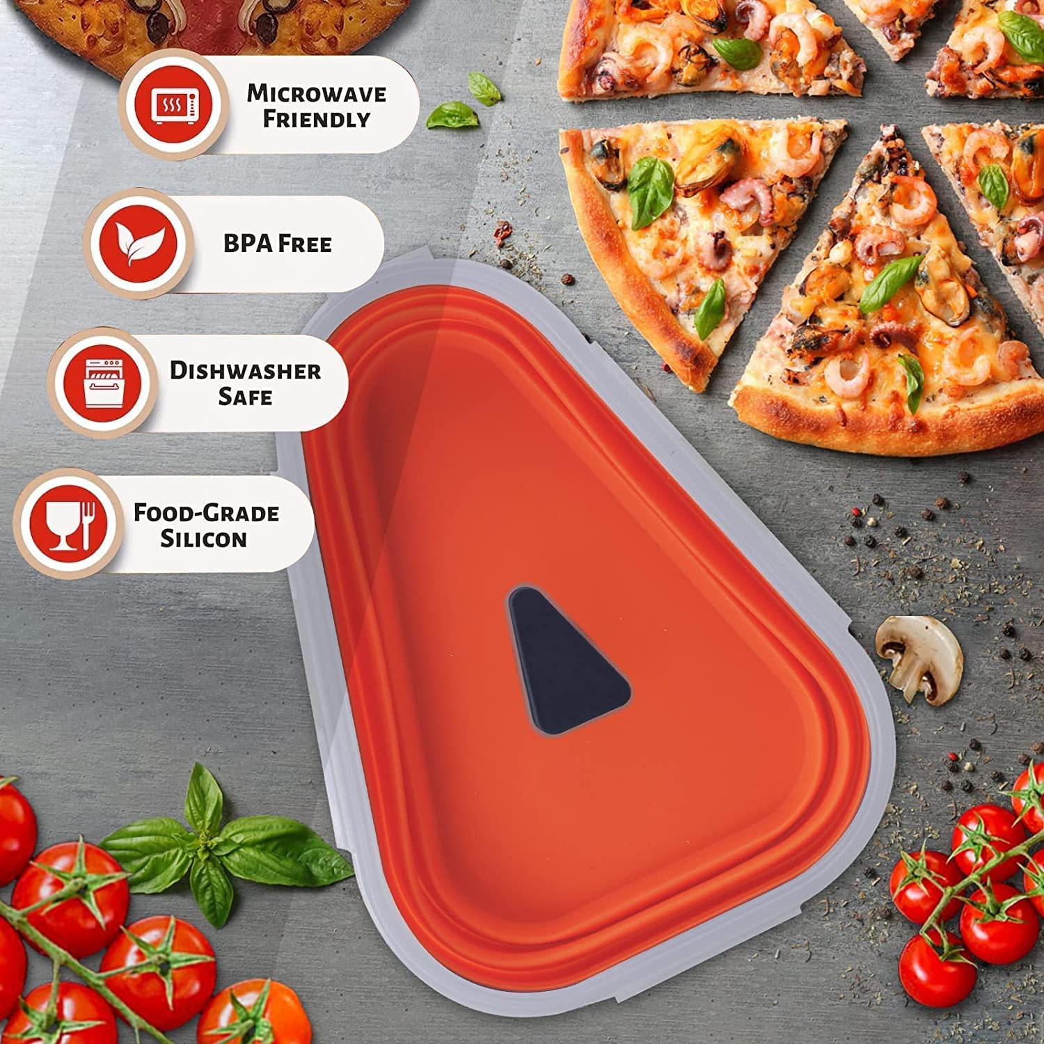 UNAOIWN Pizza Storage Container with 5 Serving Trays, Reusable Expandable Sil... - Picture 5 of 10