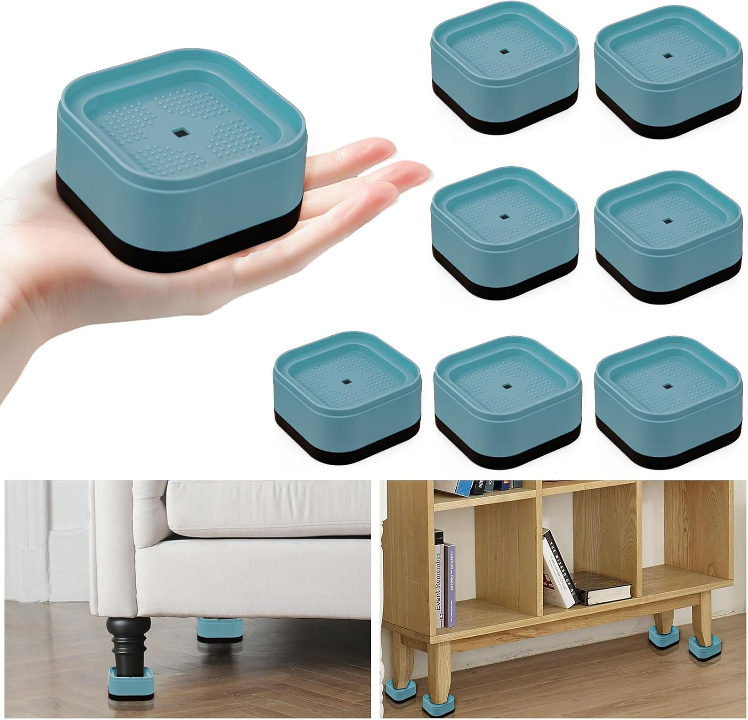 12 Pack Furniture Risers, Adjustable Bed Risers Heavy Duty Stackable Bed Raisers for Table Desk Couch Chair Sofa Cabinet Bed Legs Lift Height 1