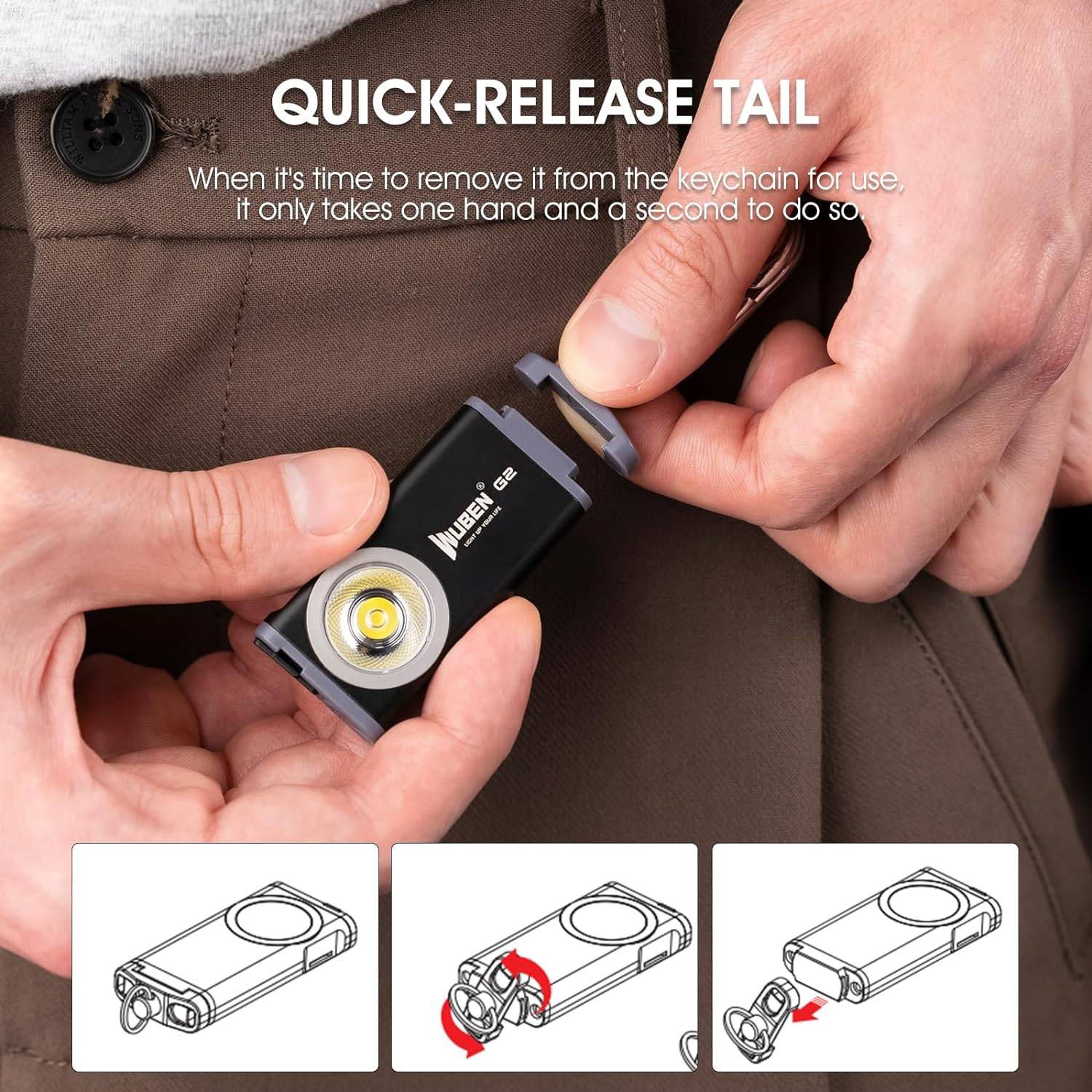 WUBEN G2 Flashlights 175° Wide Beam, Rechargeable Keychain Flashlight High Lu... - Picture 8 of 12