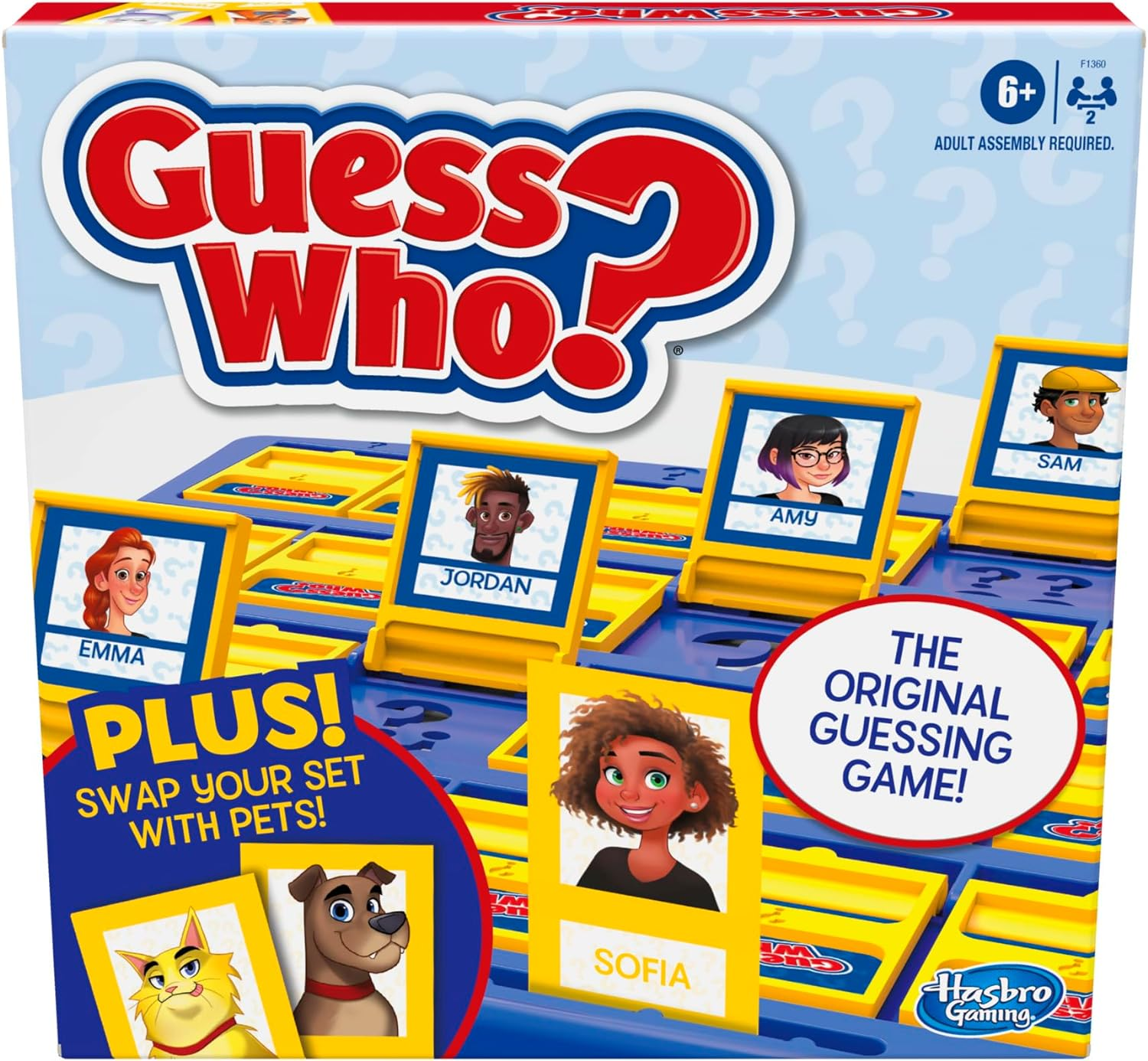 Hasbro Guess Who? Board Game with People and Pets, The Original Guessing Game for Kids Ages 6 and Up, Includes People Cards and Pets Cards (English), F1360