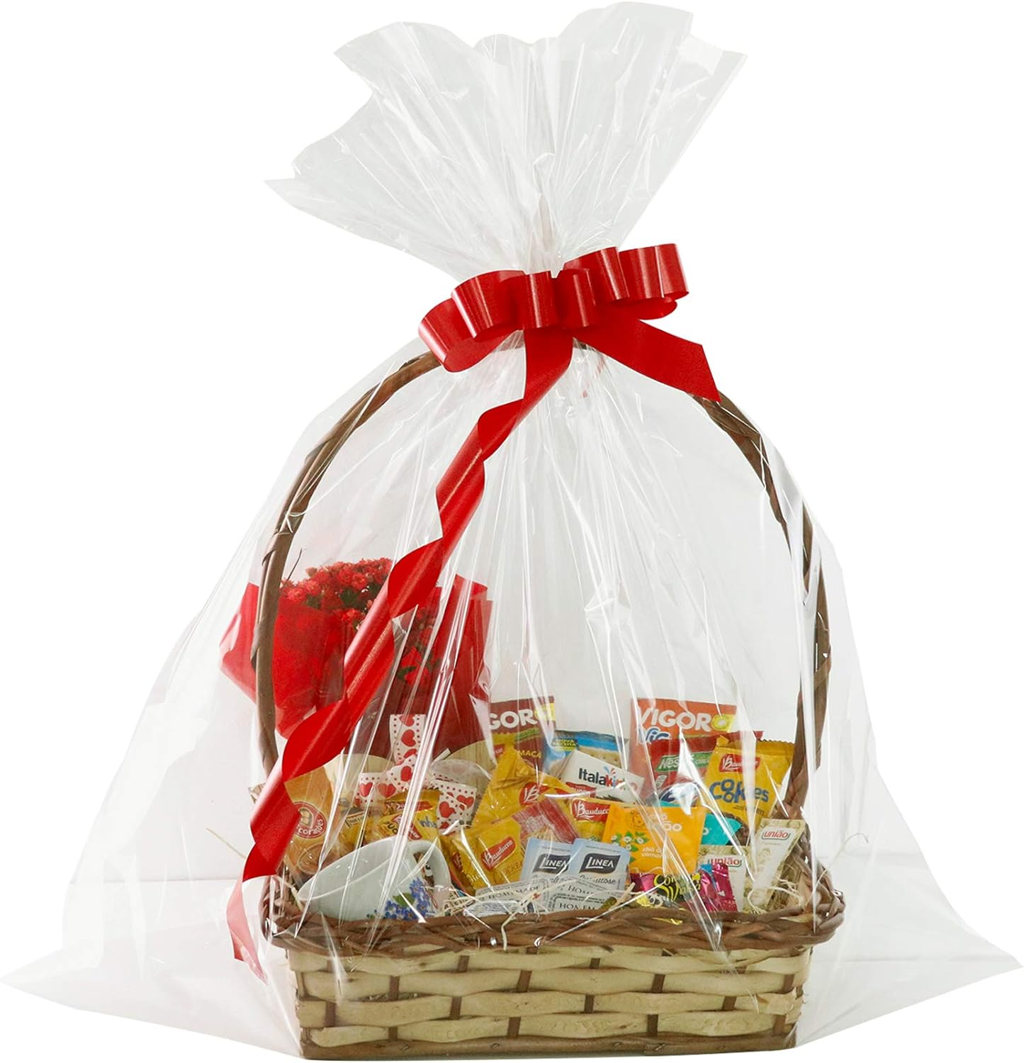 Extra Large Cellophane Bags,35X47 Inch Big Clear Basket Bags 10 Pcs Jumbo Cellophane/Cello Wrap for Gift Baskets