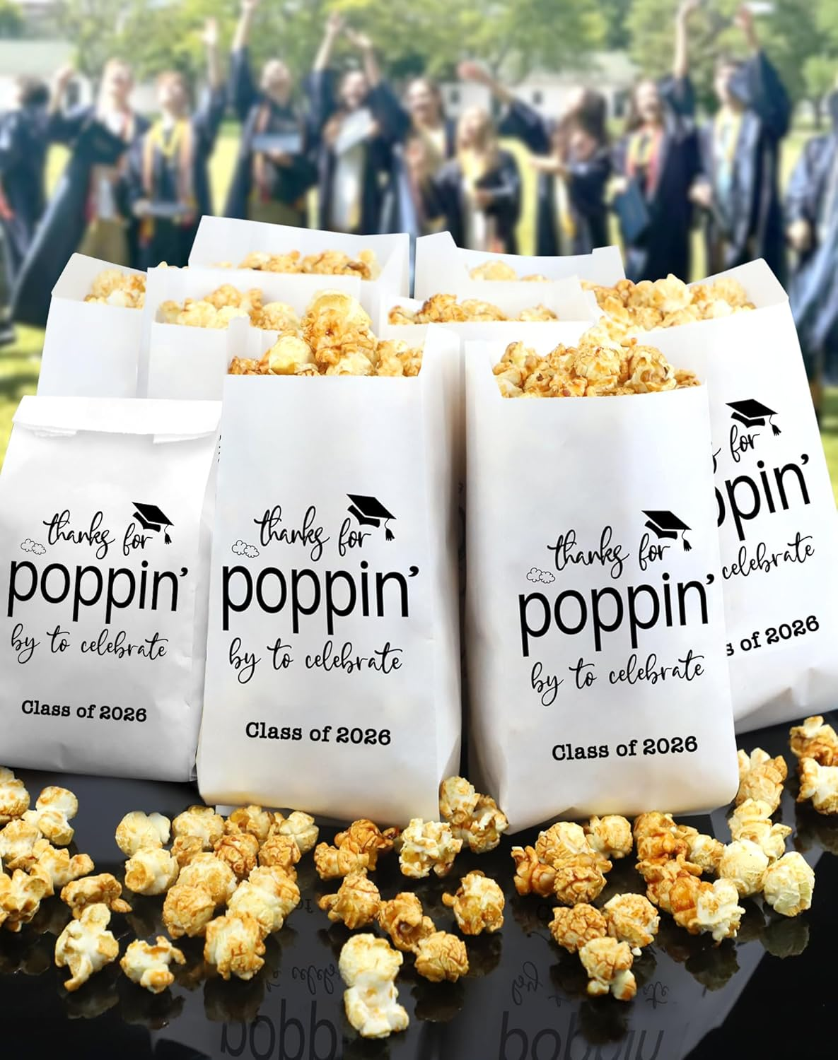Graduation Party Popcorn Bags - Class of 2026 Favors (50 Grease Resistant)