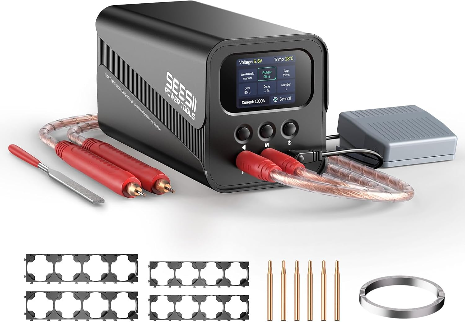10KW(2000A) High Power Output, Includes 6 Copper Welding Pins, Plug-In Spot Welder for Lithium Batteries, Nickel Sheet (Battery Repair)