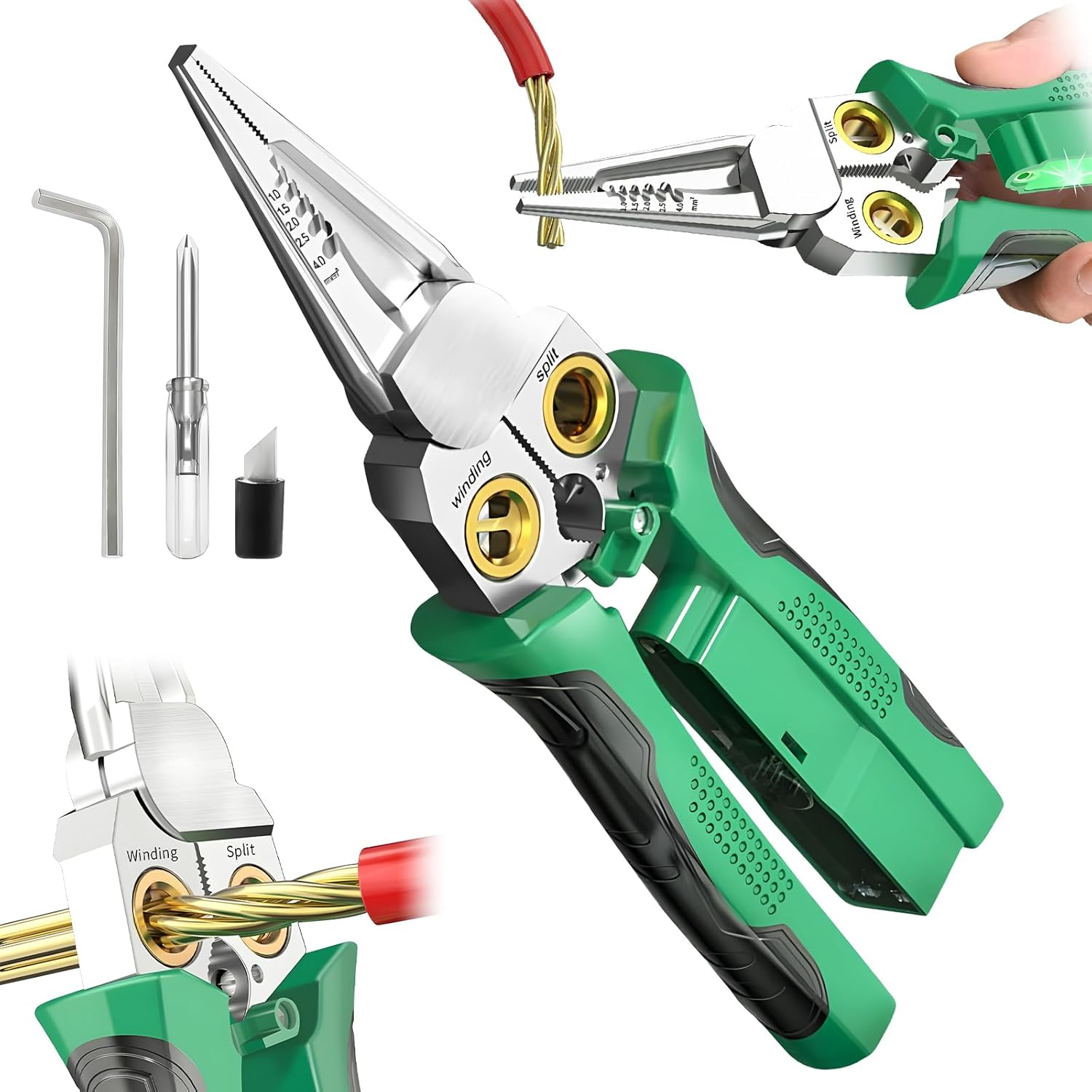 8 in 1 Wire Stripper with Voltage Tester, 2025 New Multi-Function Electric Wire Stripping Tool for Cutting and Pulling Pliers, Electrician Repair Tool
