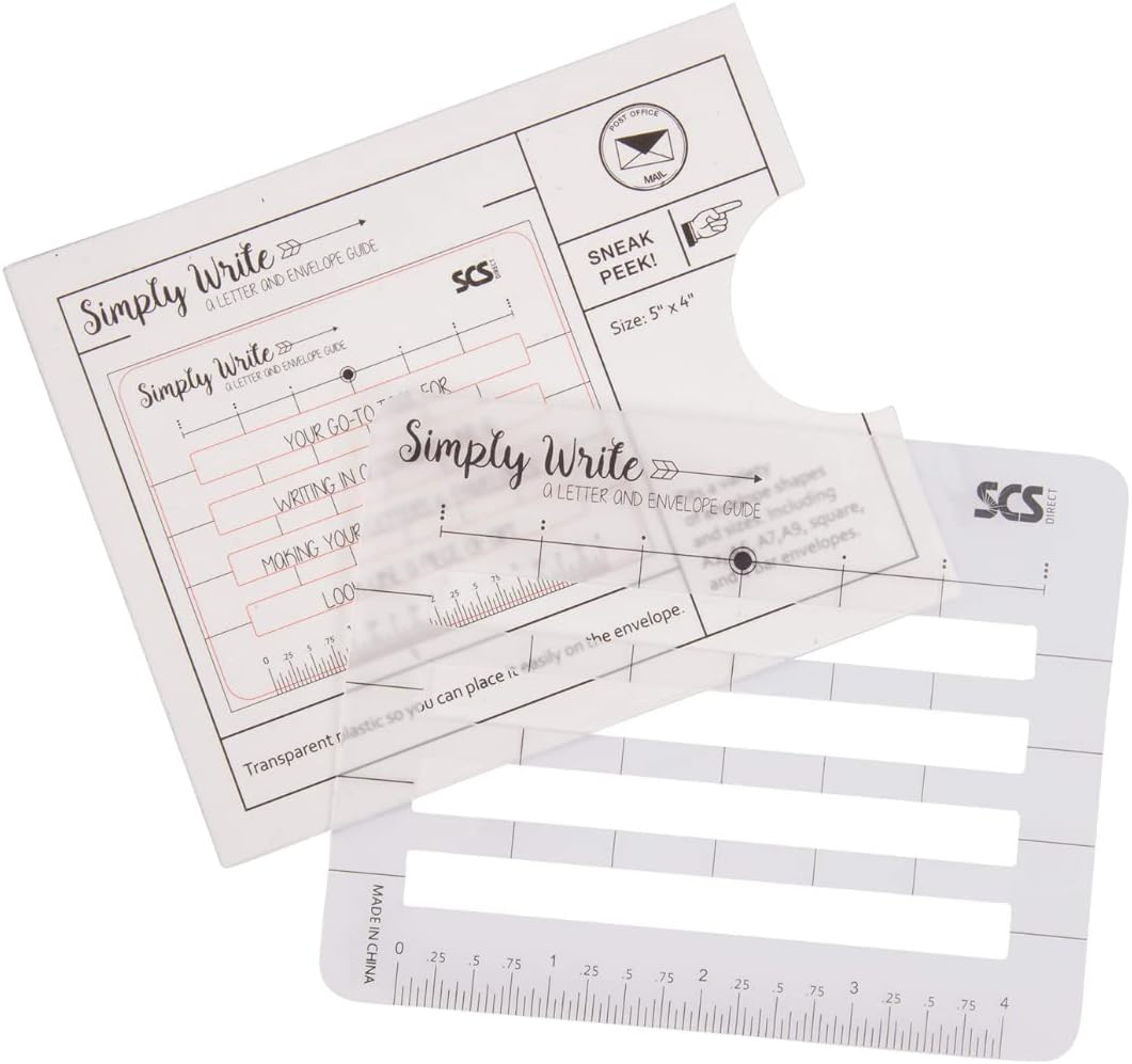 Lettering Envelope Addressing Stencil - Template Ruler Guide for Perfectly Straight Addressing- Fits All Envelopes (1 Pack) - Great for Sending Christmas Holiday Cards