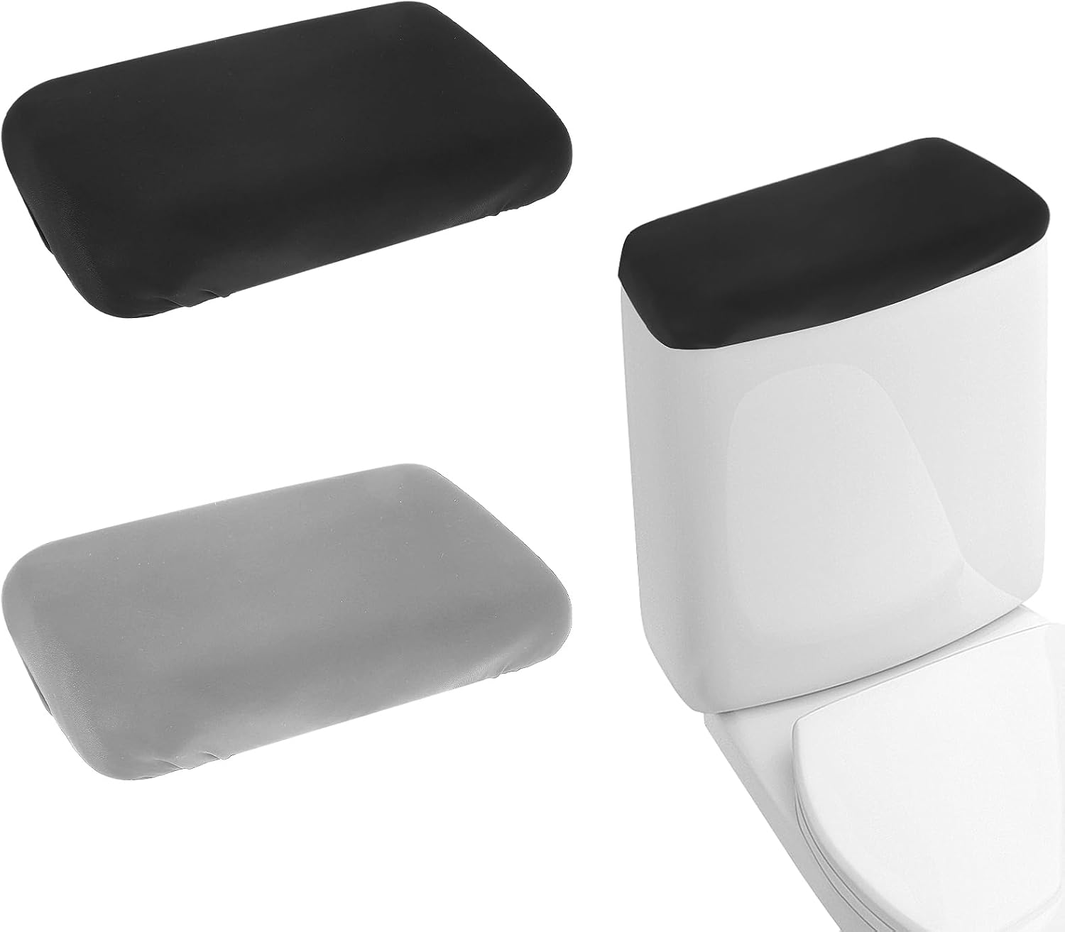 Thinp 2 Pcs Toilet Lid Cover, Soft & Absorbent, Fits Different Sizes, Machine Washable (Black, Grey)