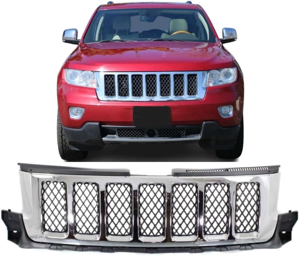 Front Grille Compatible with 2011-2013 Jeep Grand Cherokee Overland Models