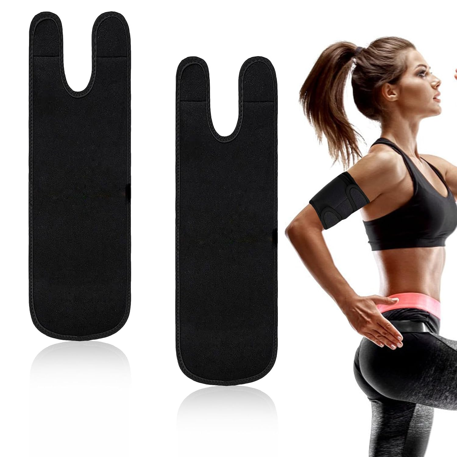 Qkhcable 2Pcs Black Upper Arm Sleeve Compression Bicep Tendonitis Brace Comfortable Adjustable Elbow Support Wrap for Men Women Relief Muscle Strains Pain Inflammation Arthritis Injury Recovery