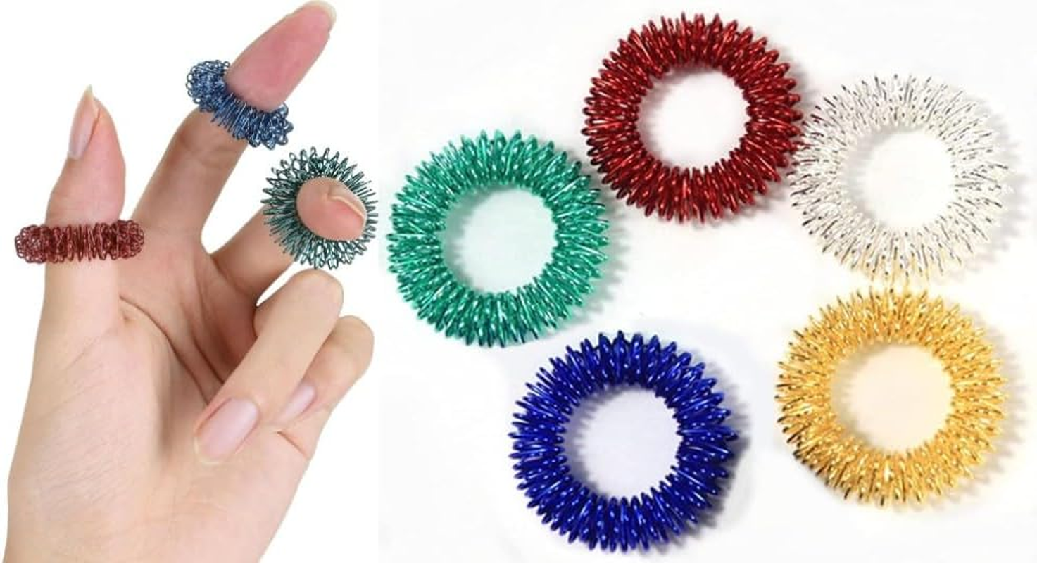 5Pcs Multicolor Finger Massage Rings Prickly Sensory Acupressure Ring, Color Professional Processed,Manual Massage Balls,Exercise One'S Fingers Health Care Products Health and Household,Massage Tools