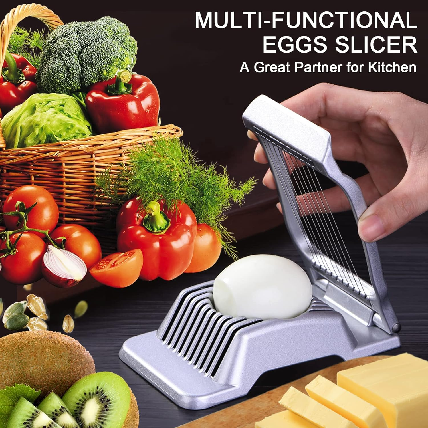 SupMaka egg cutter strawberry slicer - Aluminum Fruit Slicer, Mushroom Stainl... - Picture 7 of 14