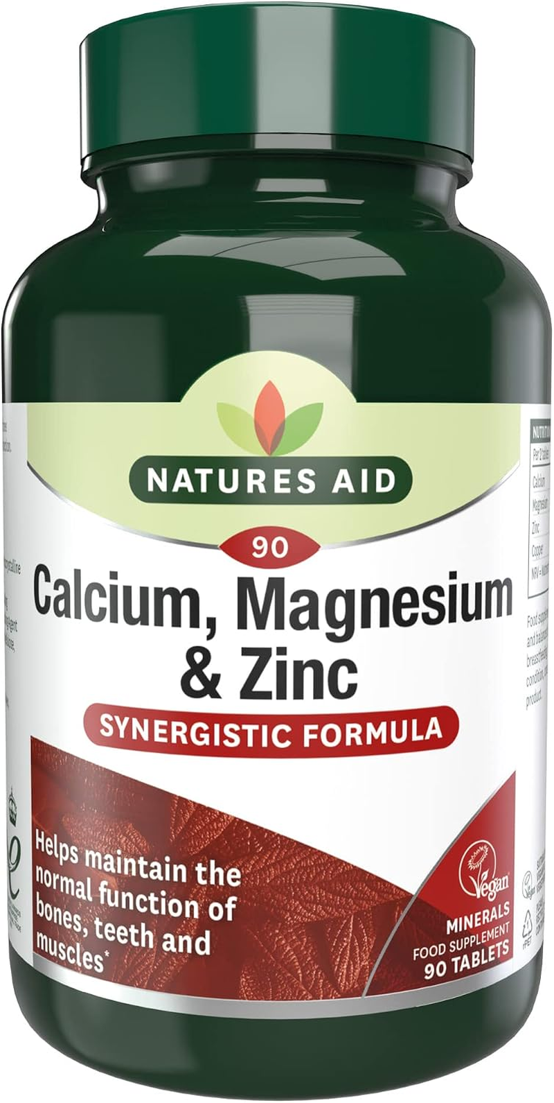 Calcium Magnesium Zinc - Supports Bones Teeth Muscle Function & Immunity - High Potency Natural Immune Health Supplement - Vegan, Non-GMO, Gluten-Free - 90 Tablets