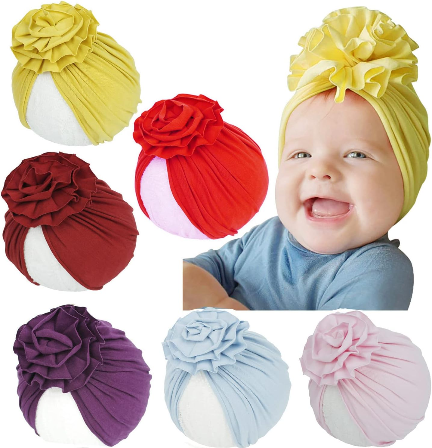 Upsmile 7 Pieces Adorable Baby Knot Headbands Newborn Elastic Sretch Head Wra... - Picture 16 of 20