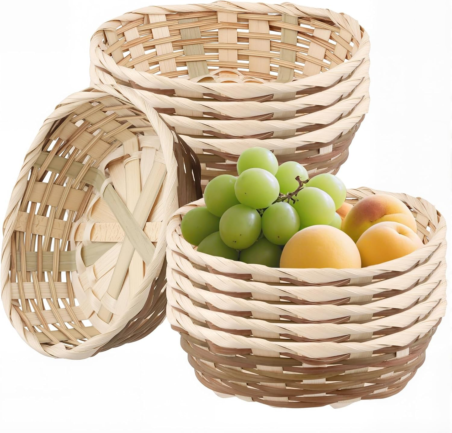 10 Pack round Bamboo Gift Baskets, 7