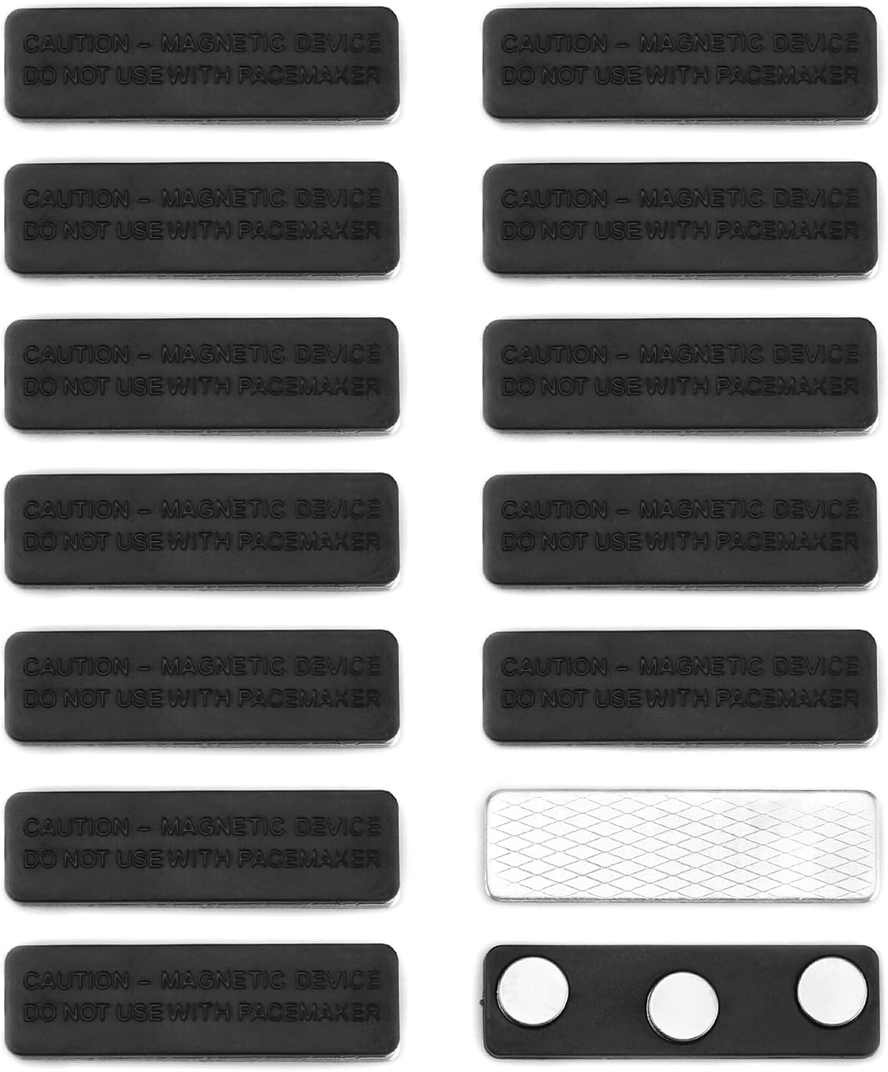 QWORK® 12 Pack Magnetic Name Badge, Magnetic Name Tag Holder with Adhesive for Jacket Lapel or Shirt, 48 * 13Mm, Black