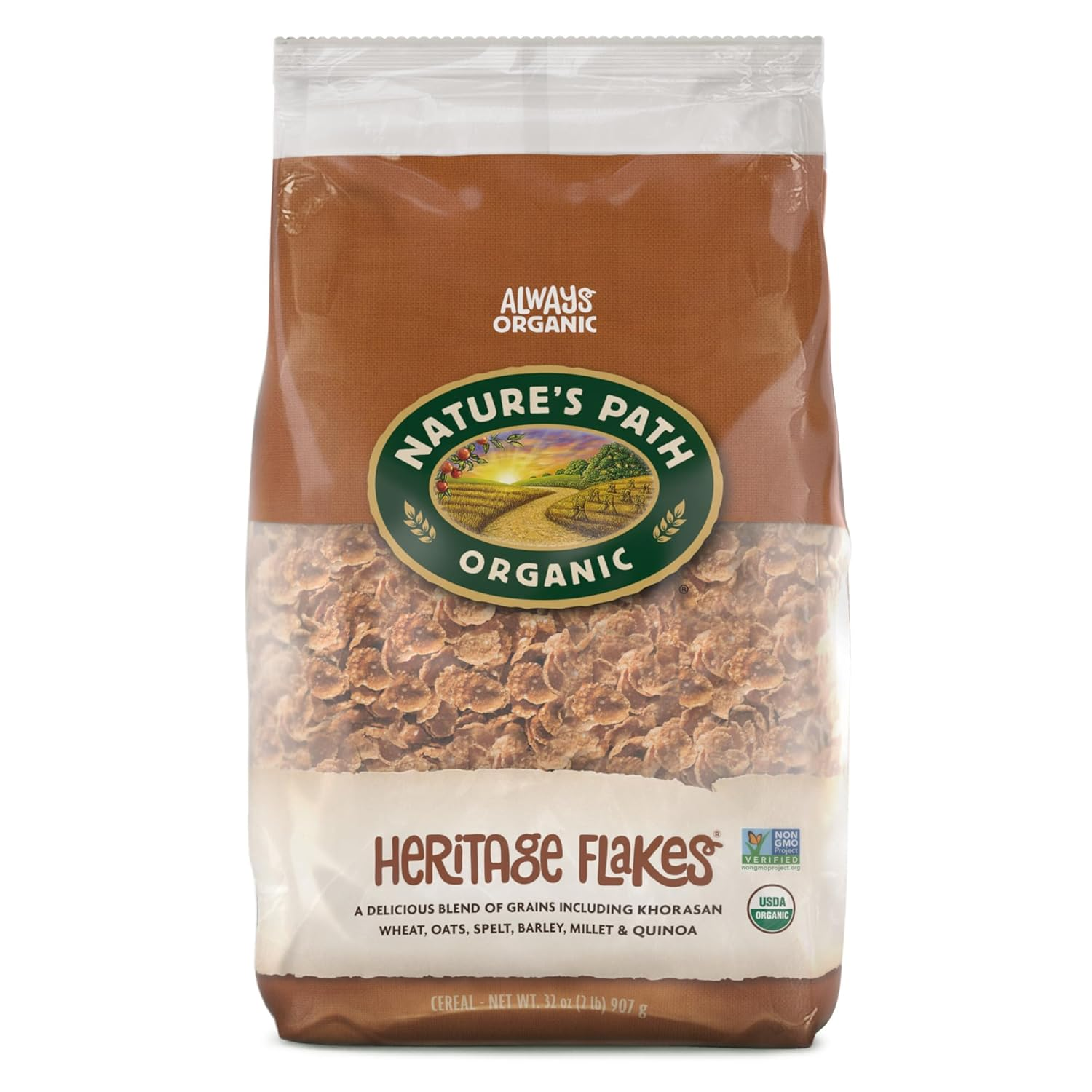 Nature'S Path Organic Heritage Flakes® Cereal, 32 Oz (Pack of 6), Non-Gmo, Earth Friendly Packaging