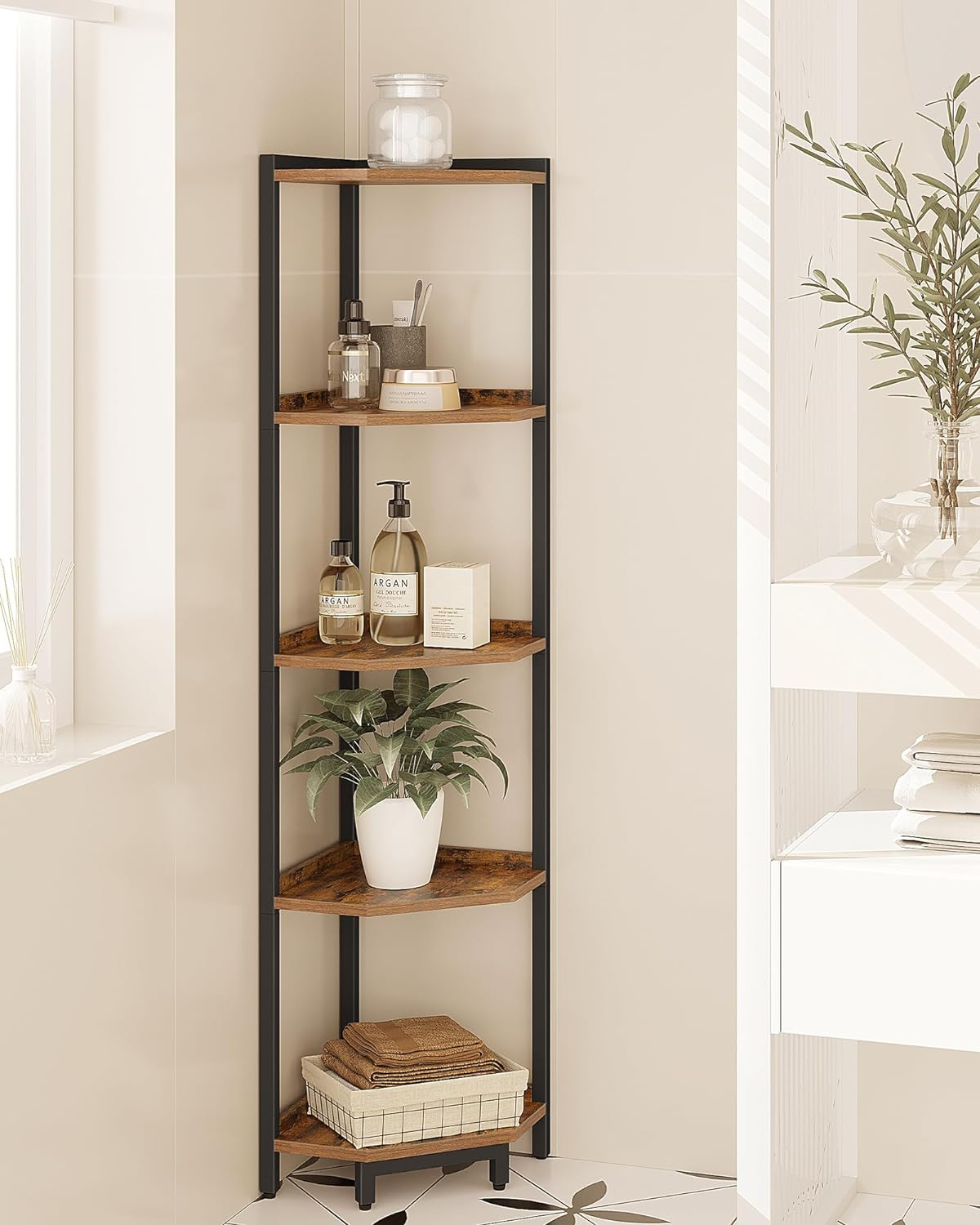 Hzuaneri Corner Shelf Stand, Corner Bookshelf, Storage Standing Shelf Unit wi... - Picture 7 of 14