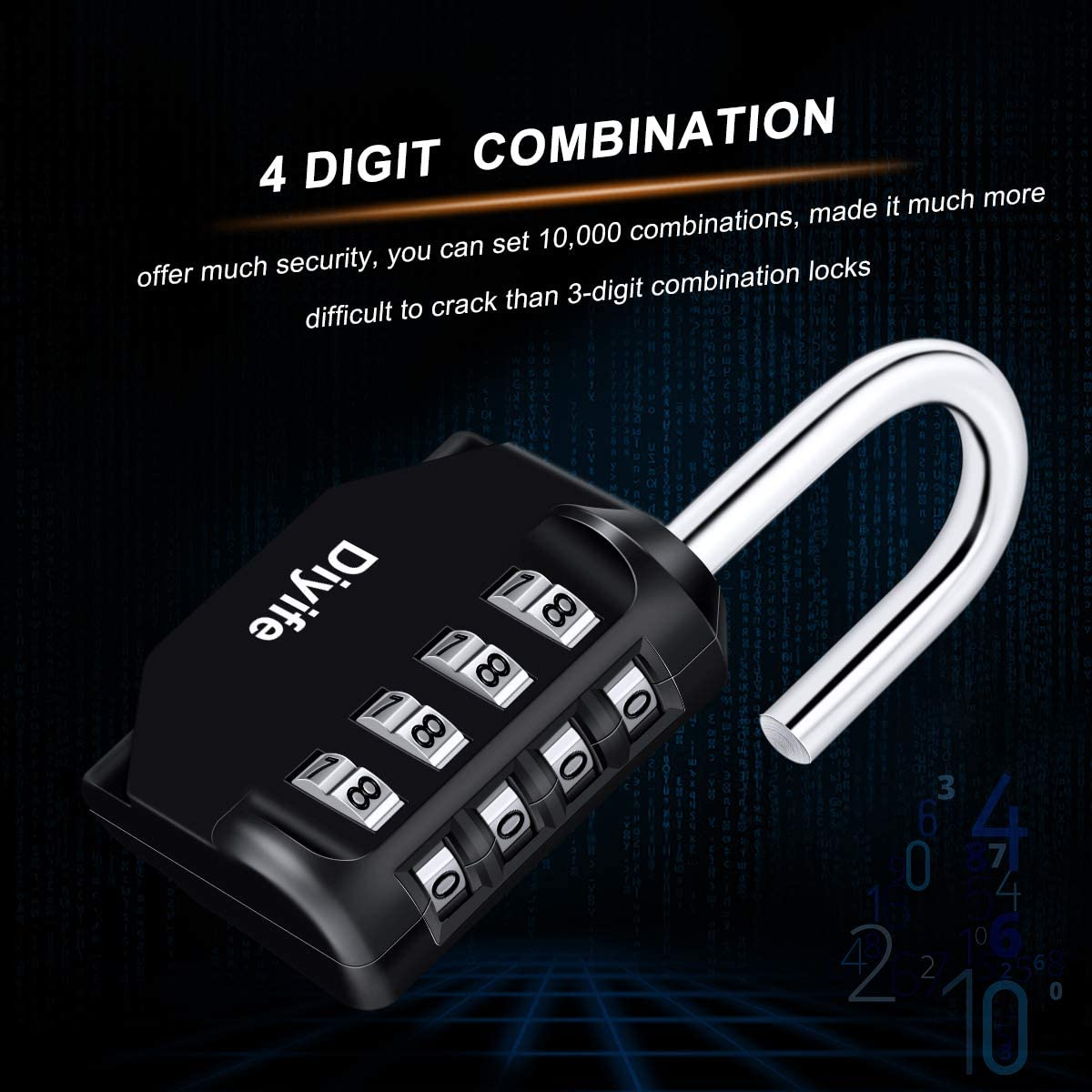 Combination Padlock, Diyife 4 Digit Heavy Duty Padlock Weatherproof Outdoor L... - Picture 6 of 11