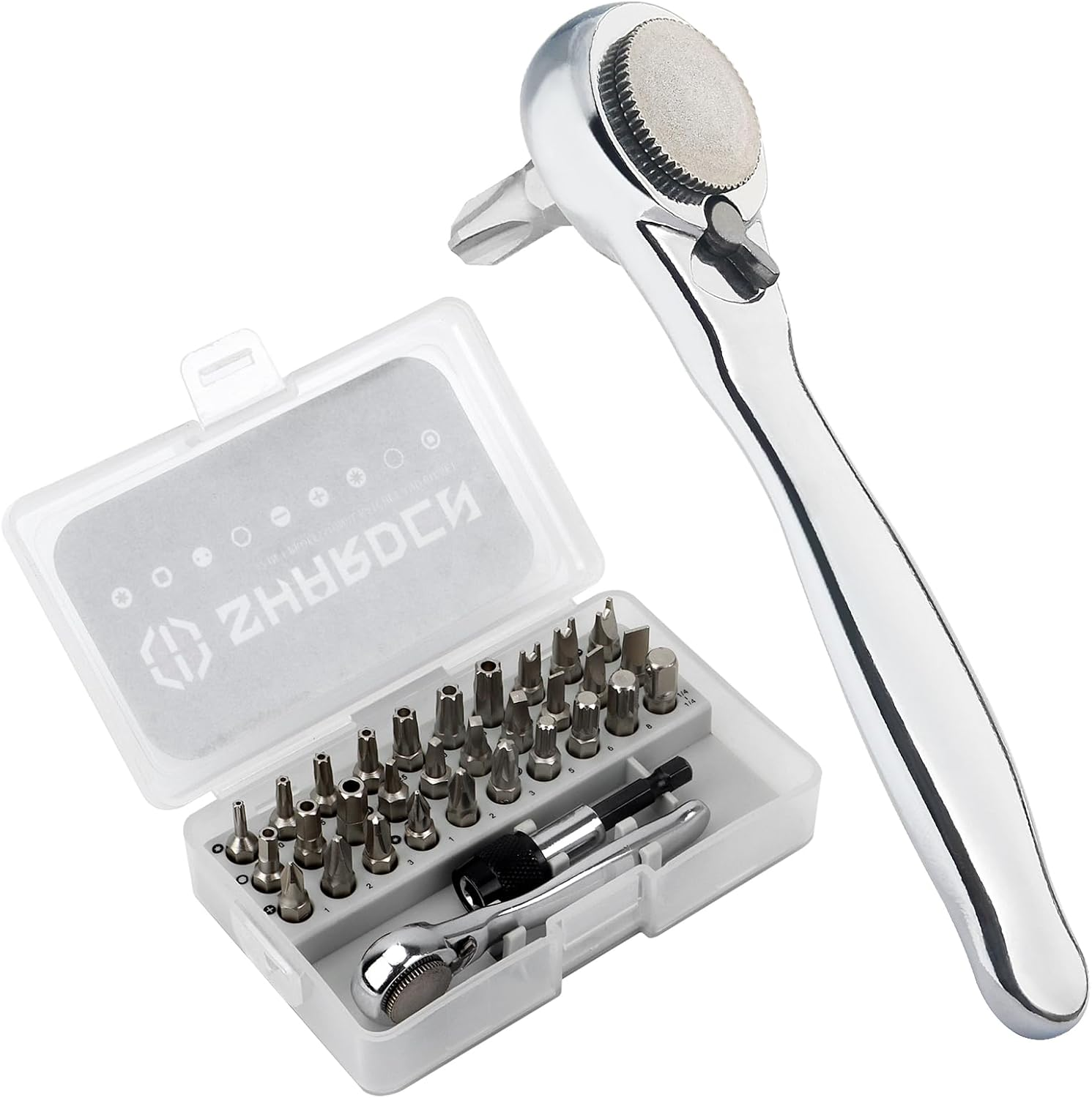 32 in 1 Ratchet Screwdriver Bit Set with Right Angle Offset 1/4