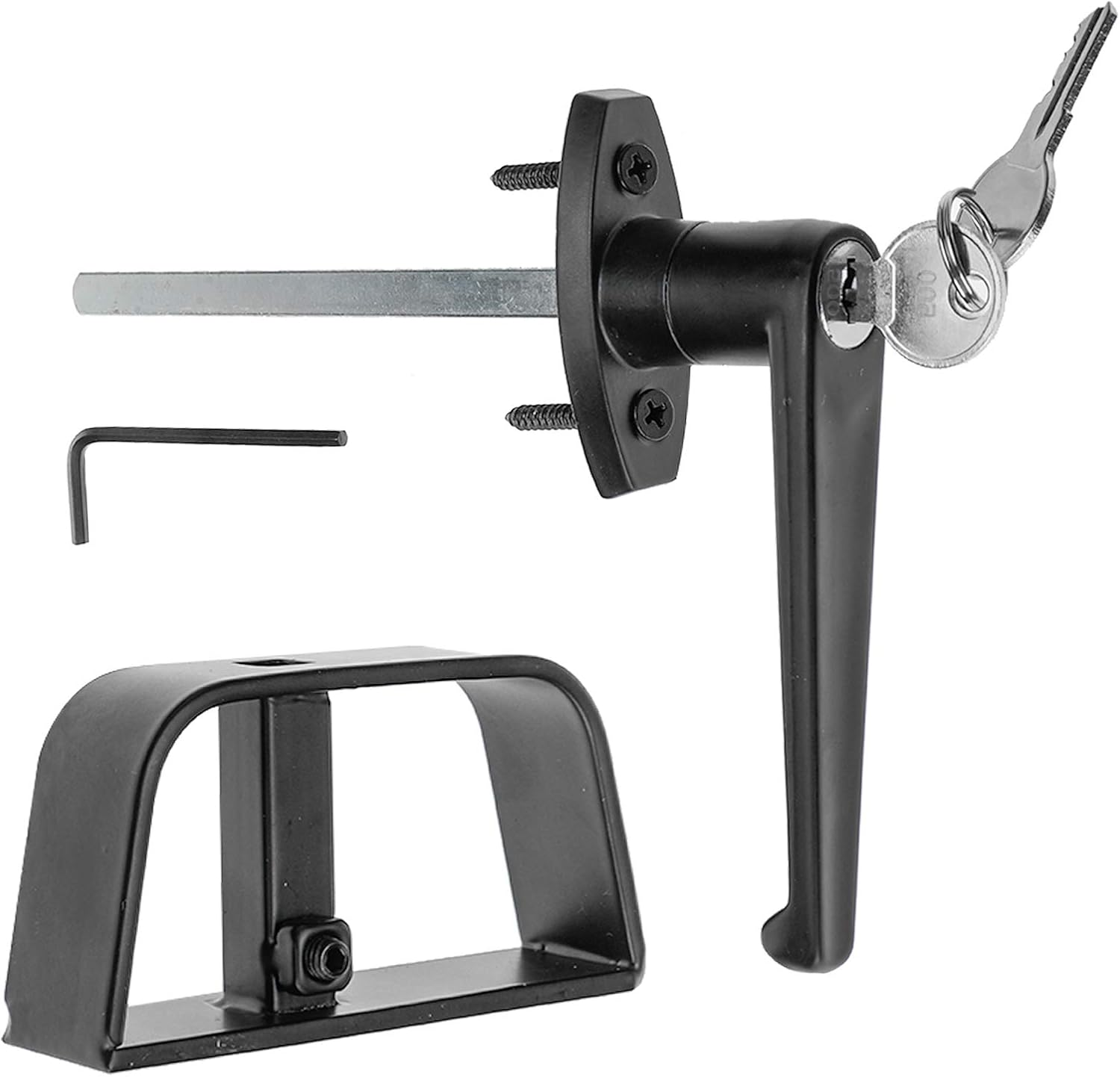 Shed Door Latch L-Handle Lock Kit with 2 Keys, 4-1/2