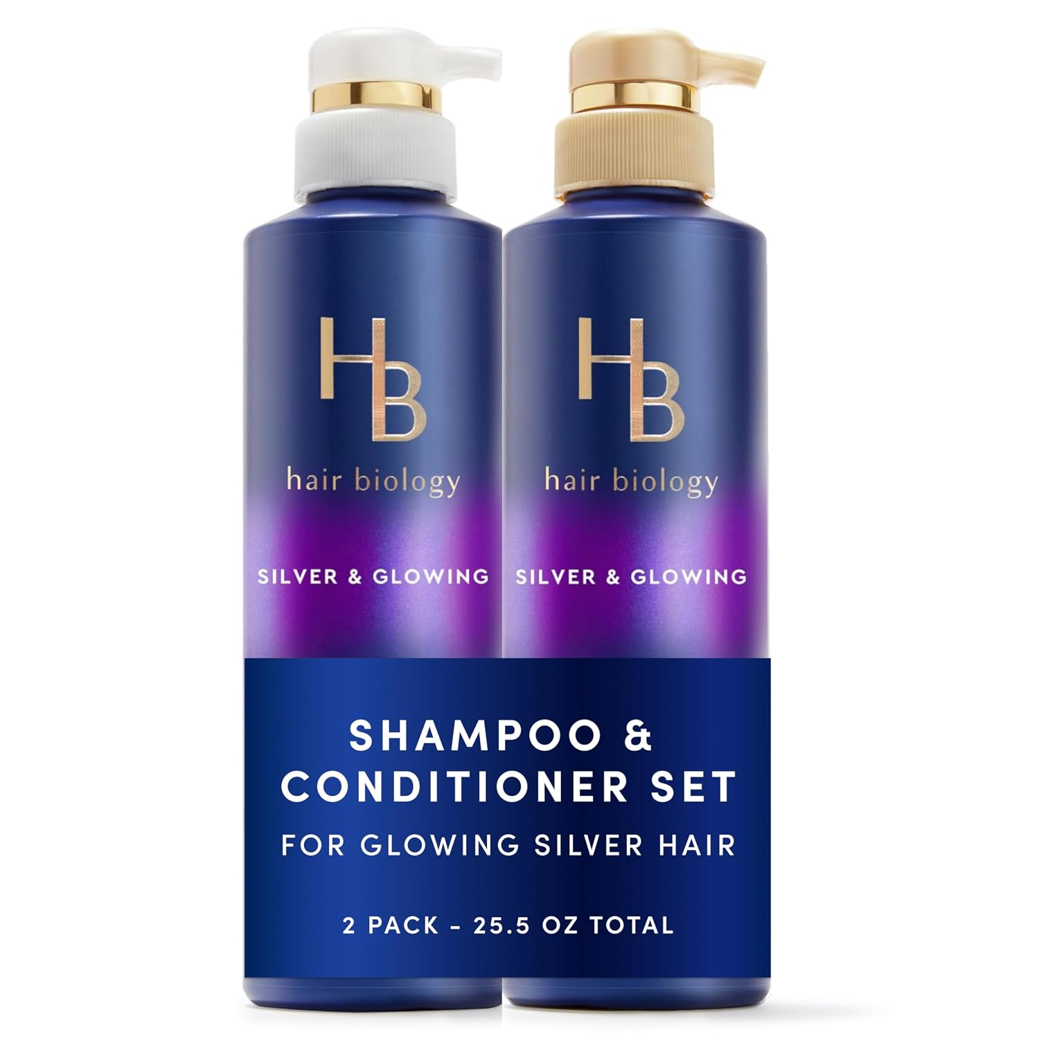 Silver Shampoo and Conditioner Set for Grey Hair 25.6 Fl Oz