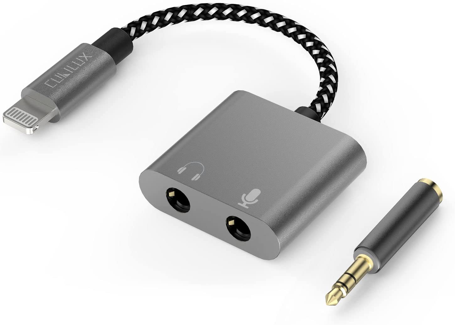 Lightning to 3.5Mm TRS Microphone Adapter with Headphone Jack Compatible with Iphone 14 Pro Max 14 Plus/13/12/11/Se 2/Xr/Xs Max/8/7, 1/8” Audio & MIC Splitter for Old Ipad (Lightning Version)