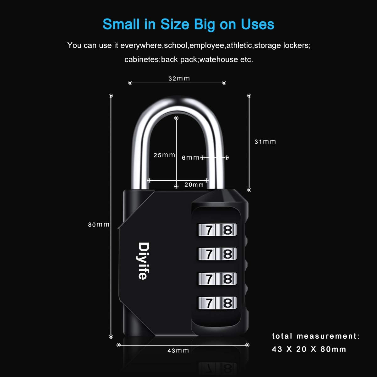 Combination Padlock, Diyife 4 Digit Heavy Duty Padlock Weatherproof Outdoor L... - Picture 5 of 11