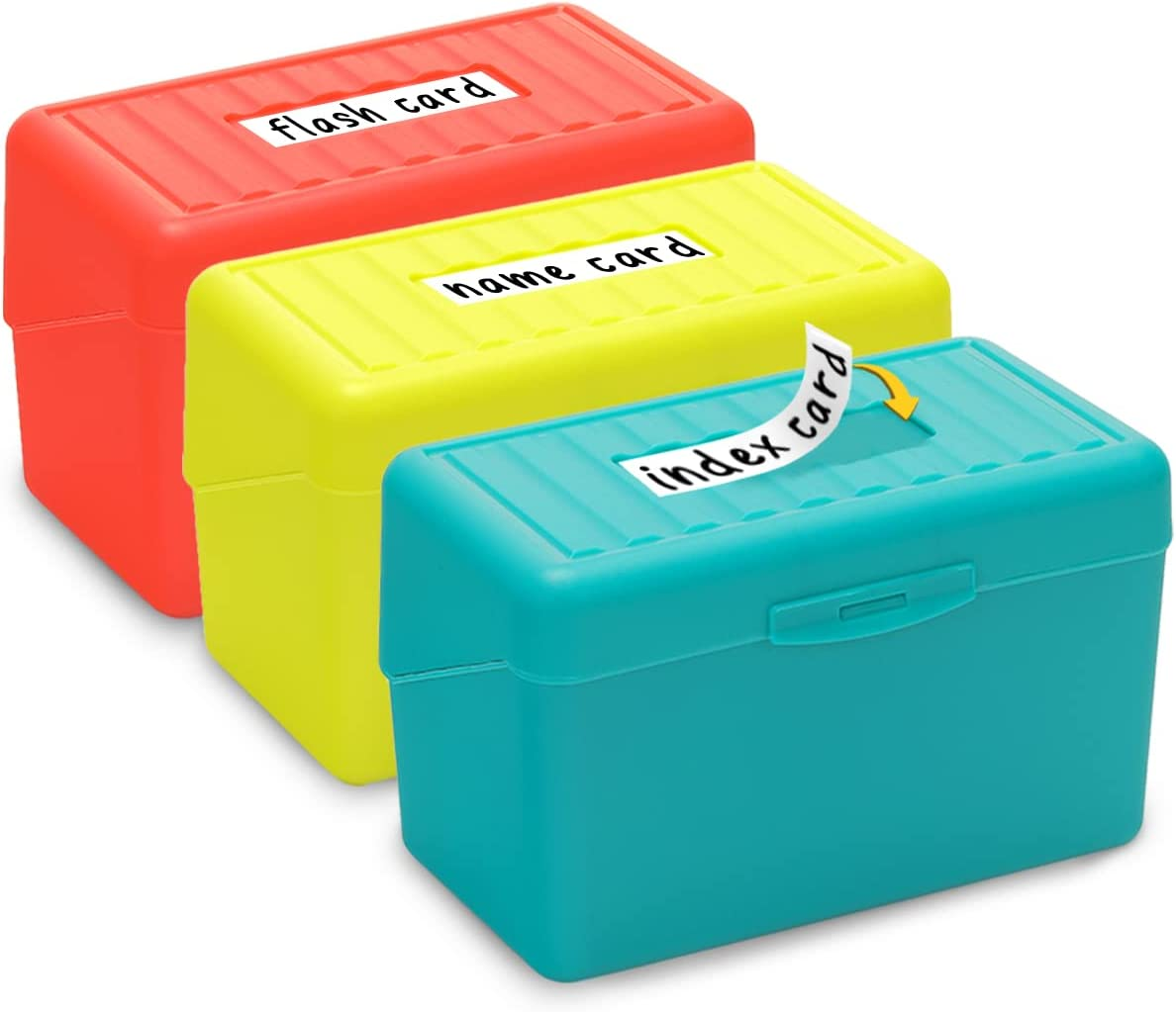 Index Card Holder 3x5, Index Card Box Organizer Case, 3x5 Flash Note Card Holder, 3 Packs (Red/Green/Yellow)