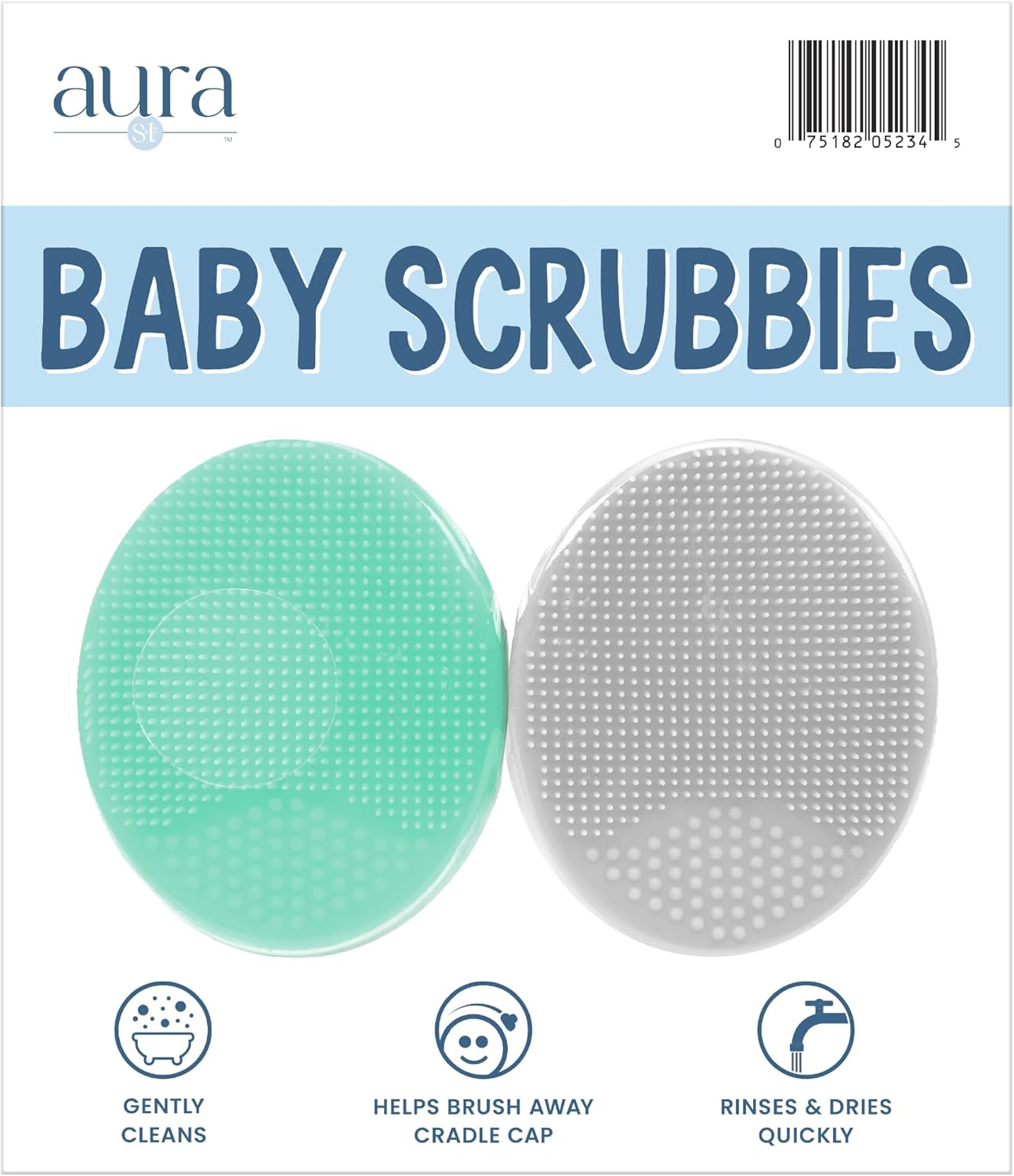 Baby Cradle Cap Brush Set, Silicone Bristles, Exfoliating & Cleansing, 2 Pack