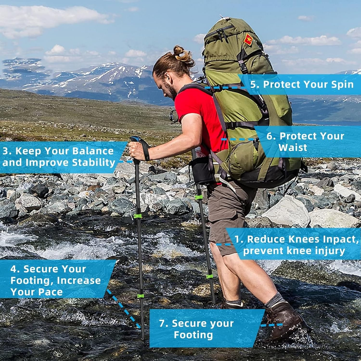 KOMCLUB Carbon Fibre Collapsible and Telescopic Walking Hiking Trekking Poles... - Picture 7 of 13