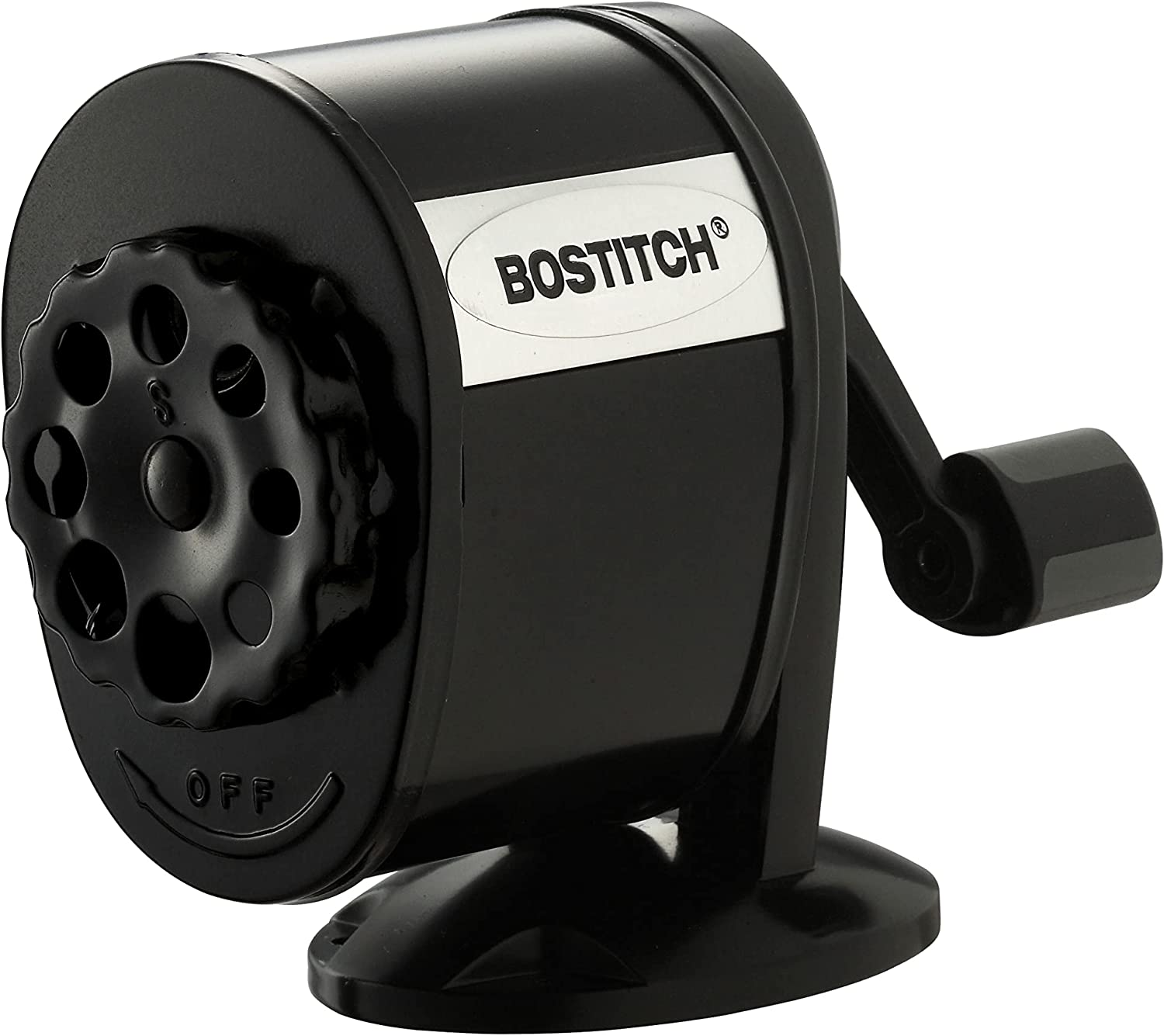 Wall Mount Manual Pencil Sharpener, 8 Hole Dial, Tip Saver, Black (MPS1-BLK)