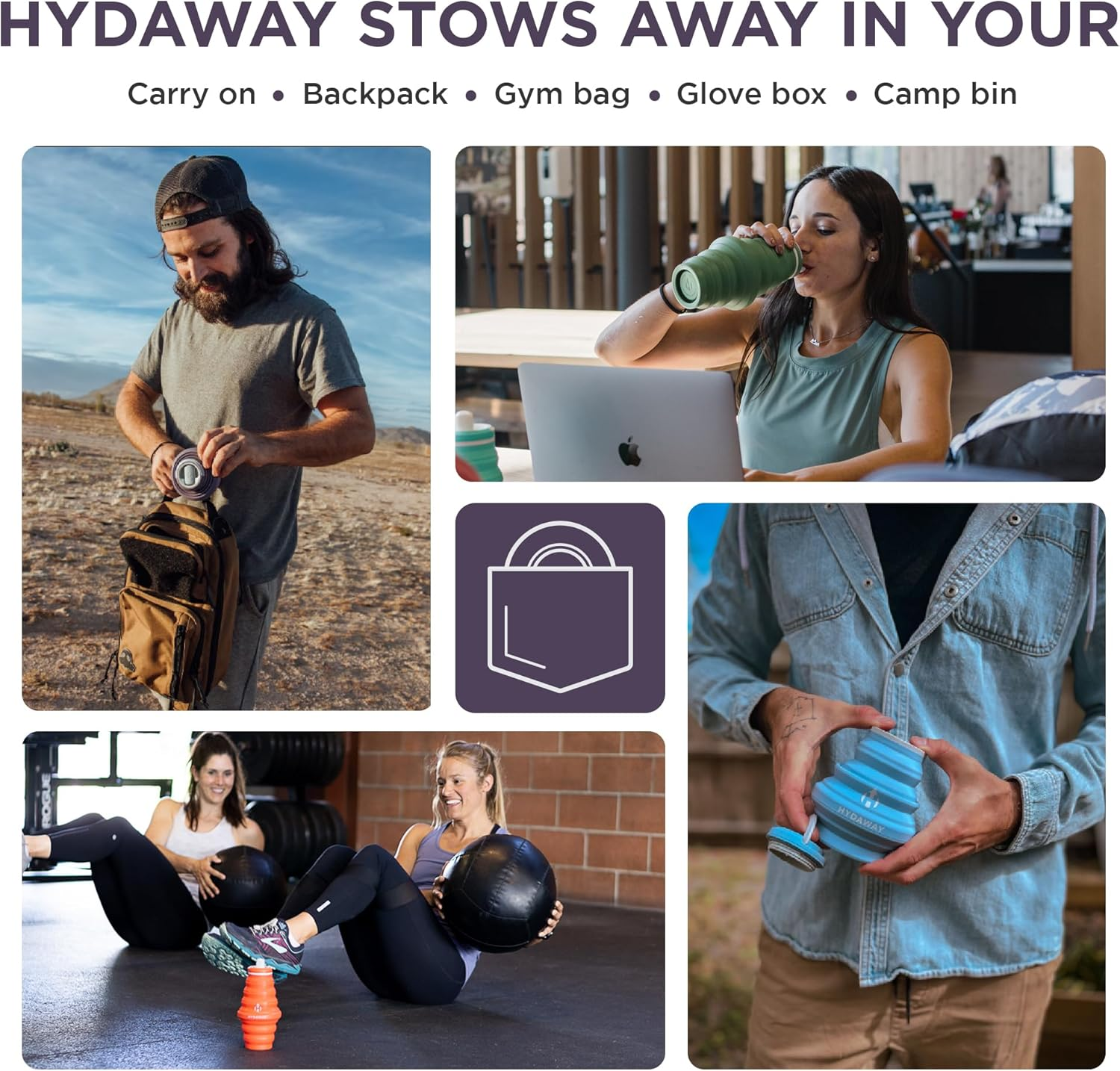 HYDAWAY Collapsible Water Bottle - 17oz I Reusable Water Bottles with Flip To... - Picture 6 of 17
