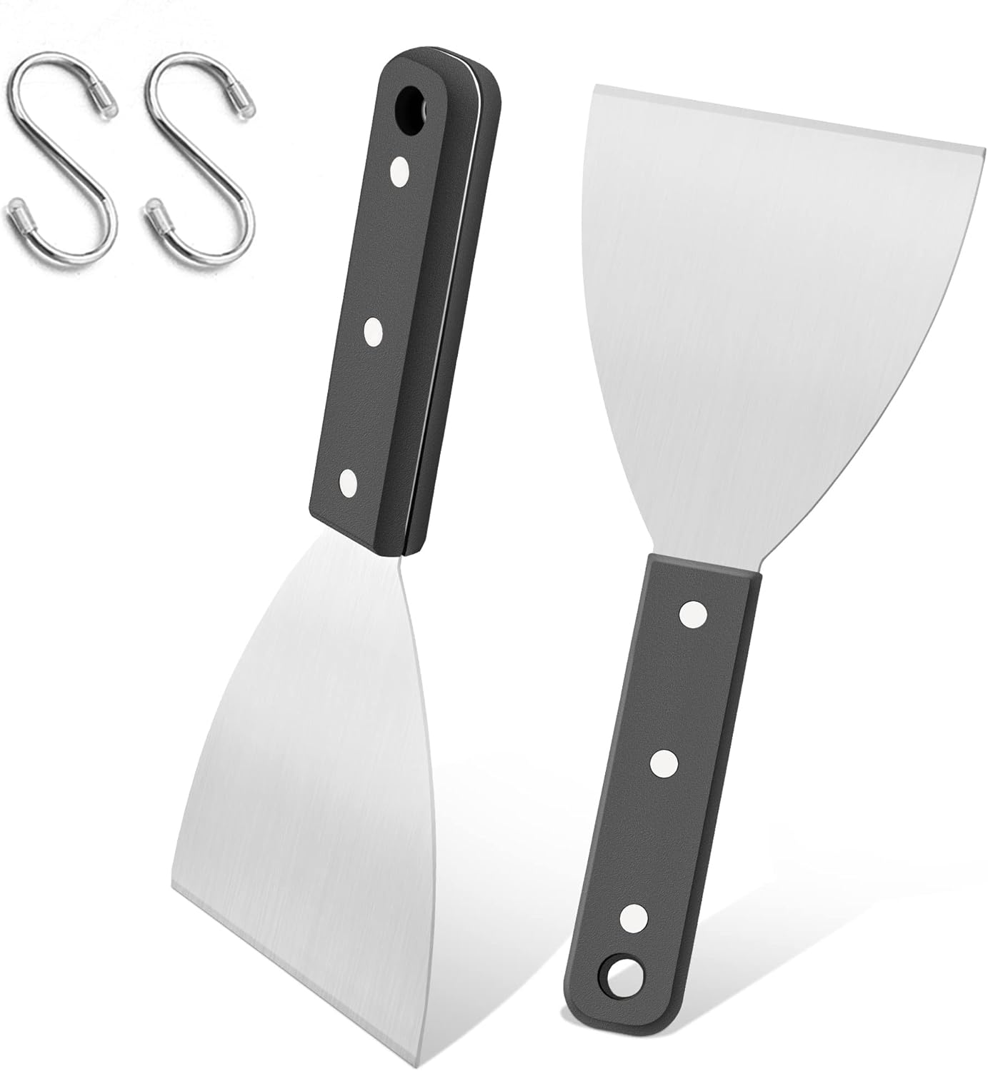 Griddle Scraper 2 Pack Stainless Steel Slant Edge Grill Scraper ABS Handle