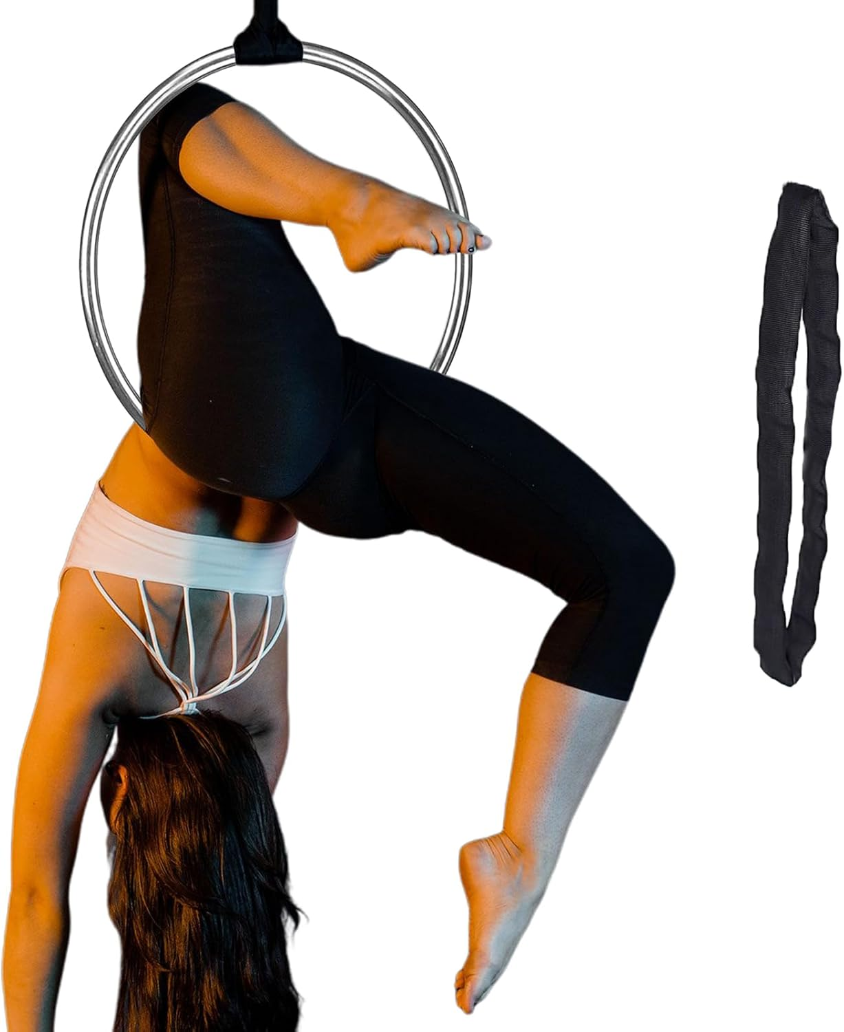Mini Lyra Hoop Set, 17 Inch Small Aerial Hoop Kit, Circus Aerial Equipment, Stainless Steel Aerial Yoga Hoop for Home Fitness