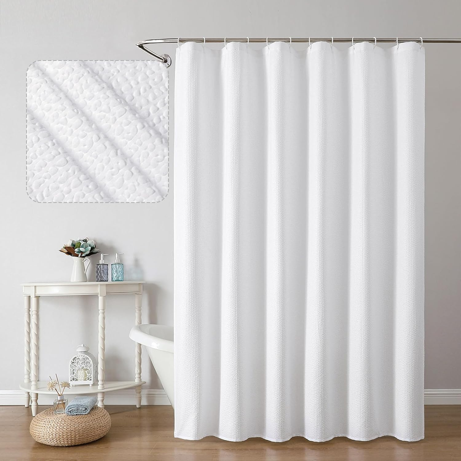 Cortina de ducha blanca para baño de 72 x 72 pulgadas
