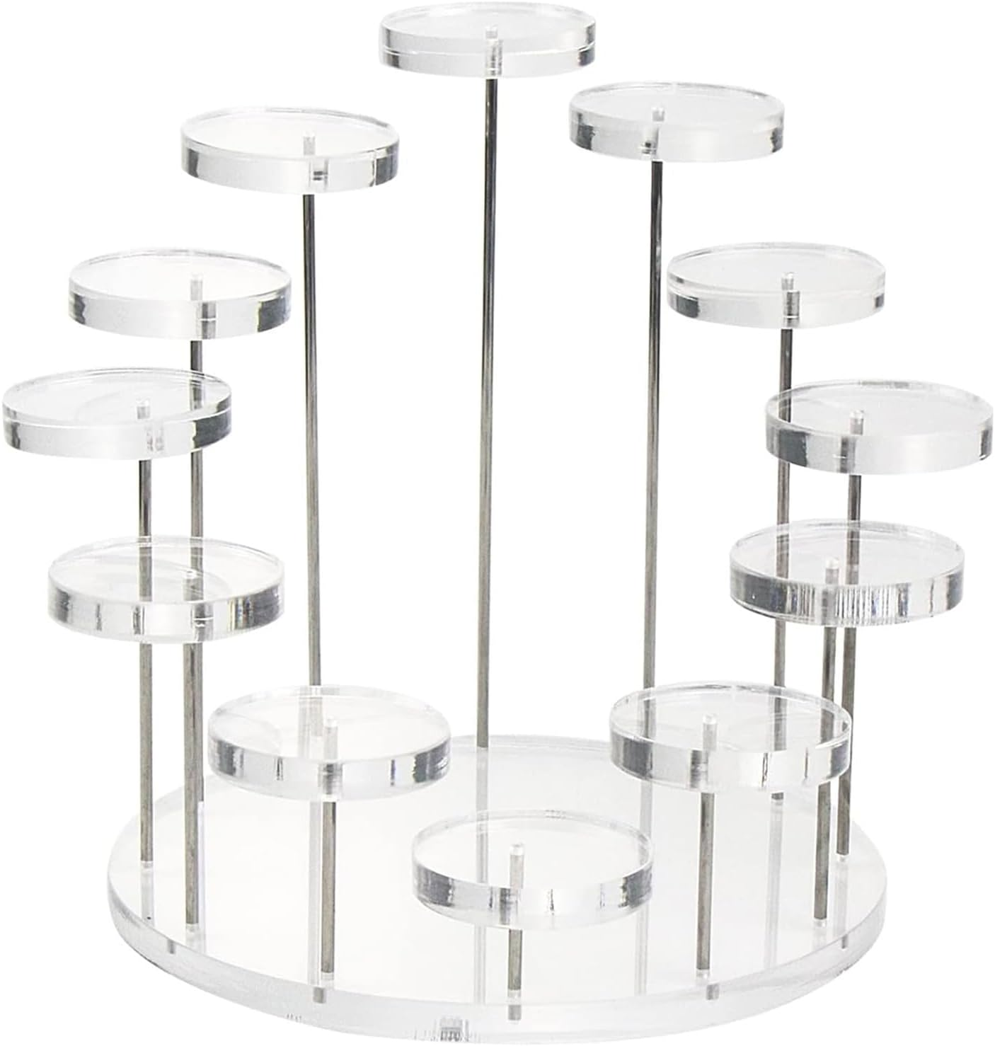 12 Tier Acrylic Display Stand, Transparent Display Riser Stand, Display Shelf for Collectibles, for Pop Figures Clear Acrylic Organizer Ring Earring Bracelet Necklace Show Shelf (Transparent)
