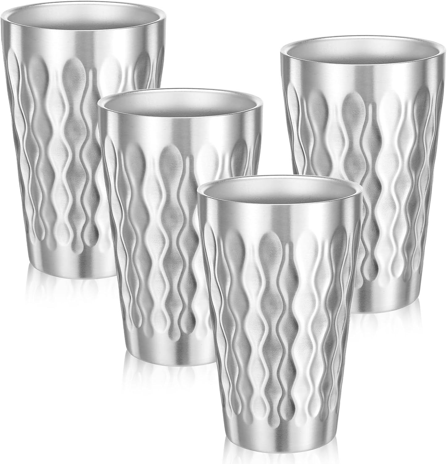 Stainless Steel Cups, 16 oz Insulated Tumbler, 4 Pack Double Wall Unbreakable...