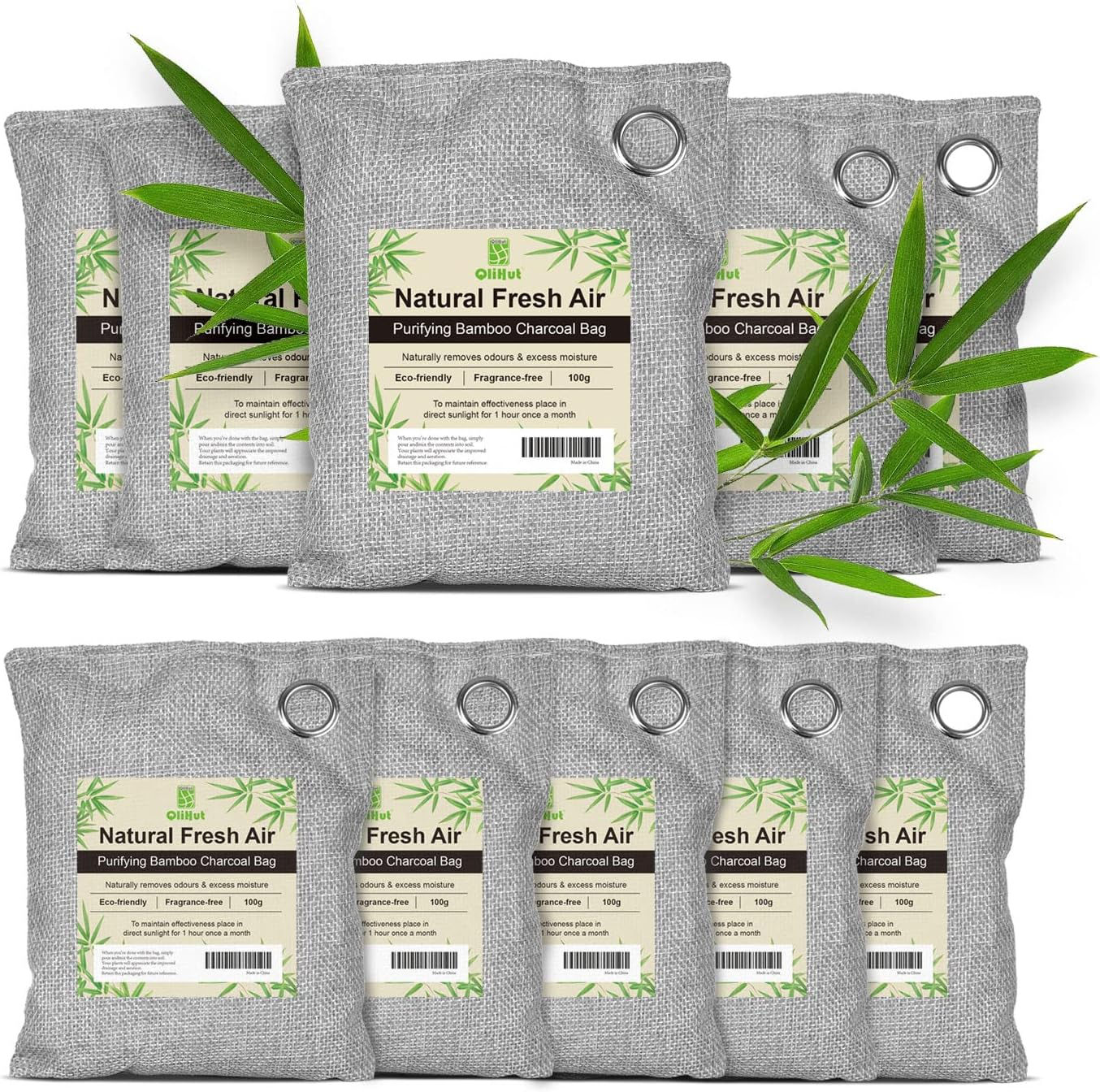 10 Pack Bamboo Charcoal Nature Fresh Air Purifying Bags Activated Charcoal Bags