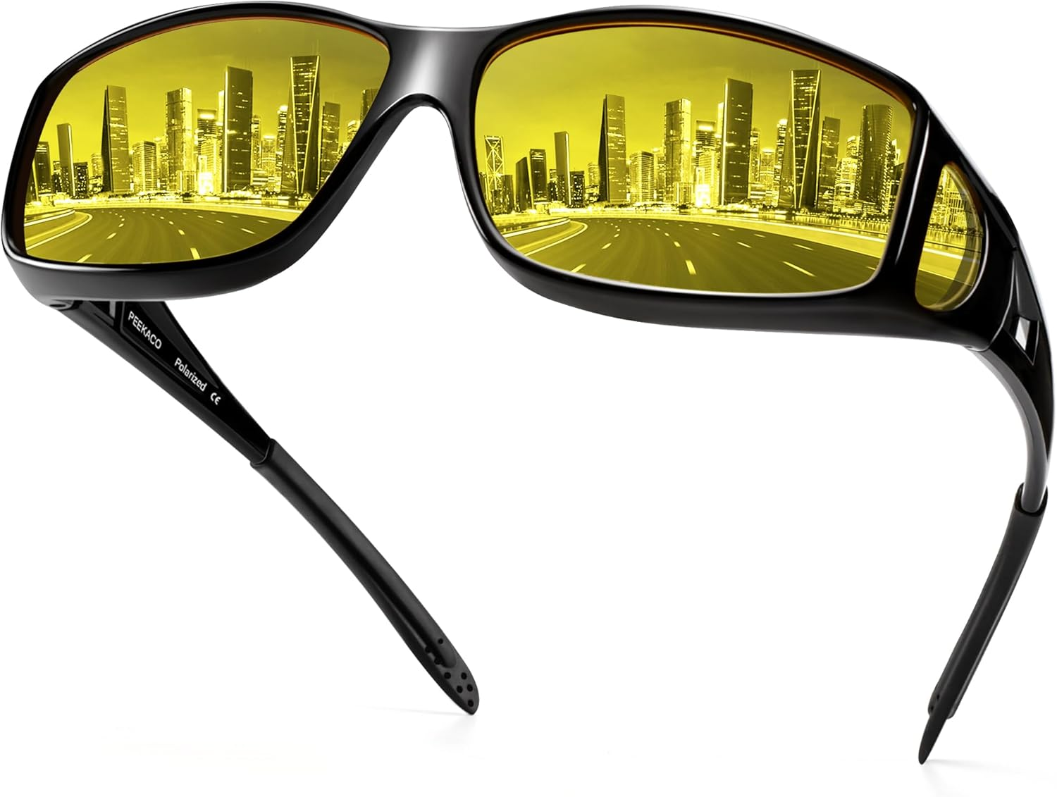 Gafas de conducción con visión nocturna que se ajustan sobre gafas.